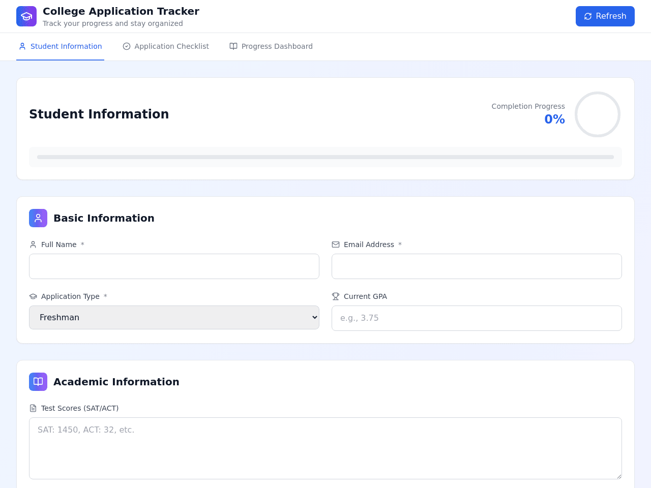 College Application Tracker