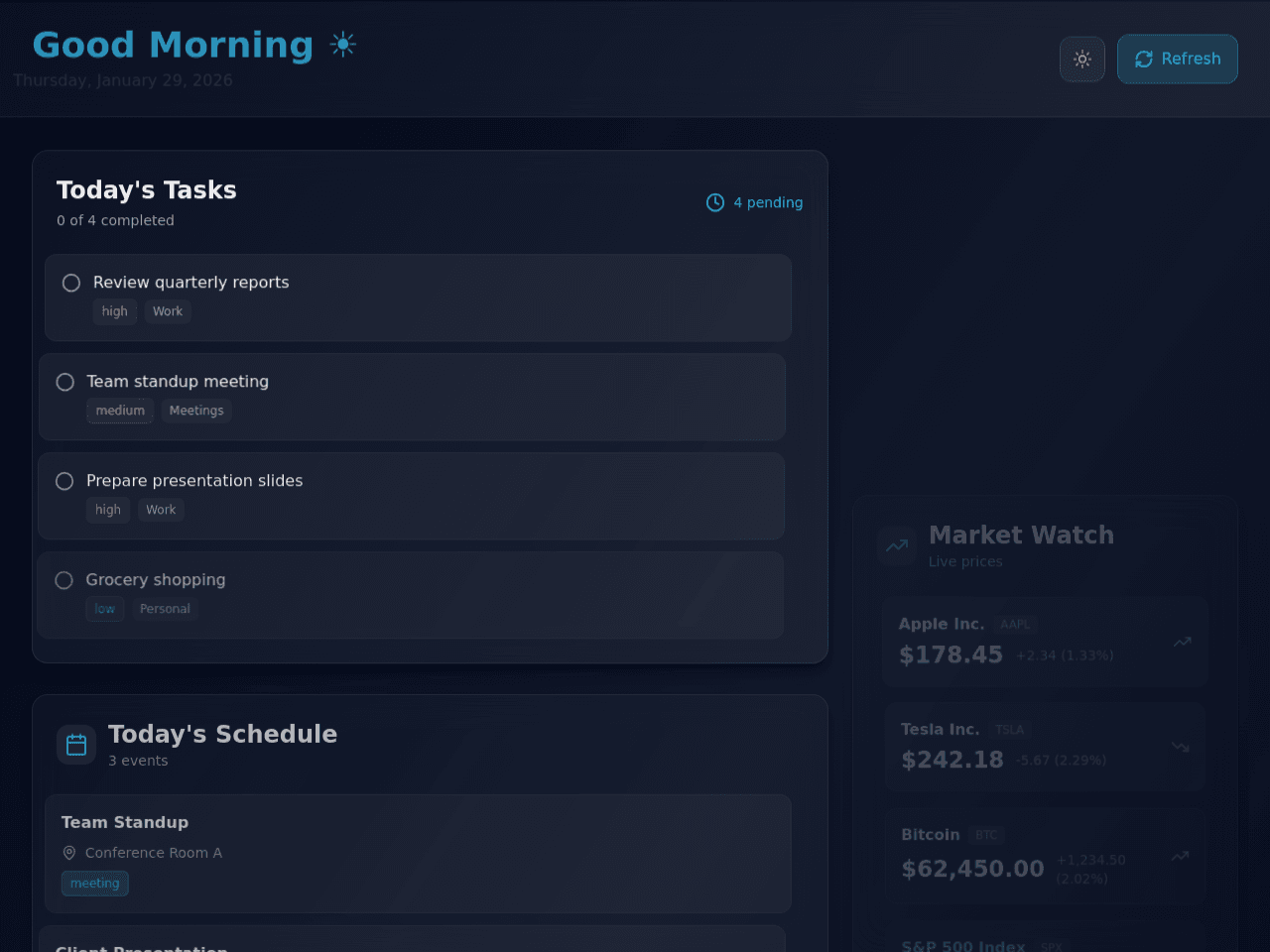 Morning Insight Dashboard