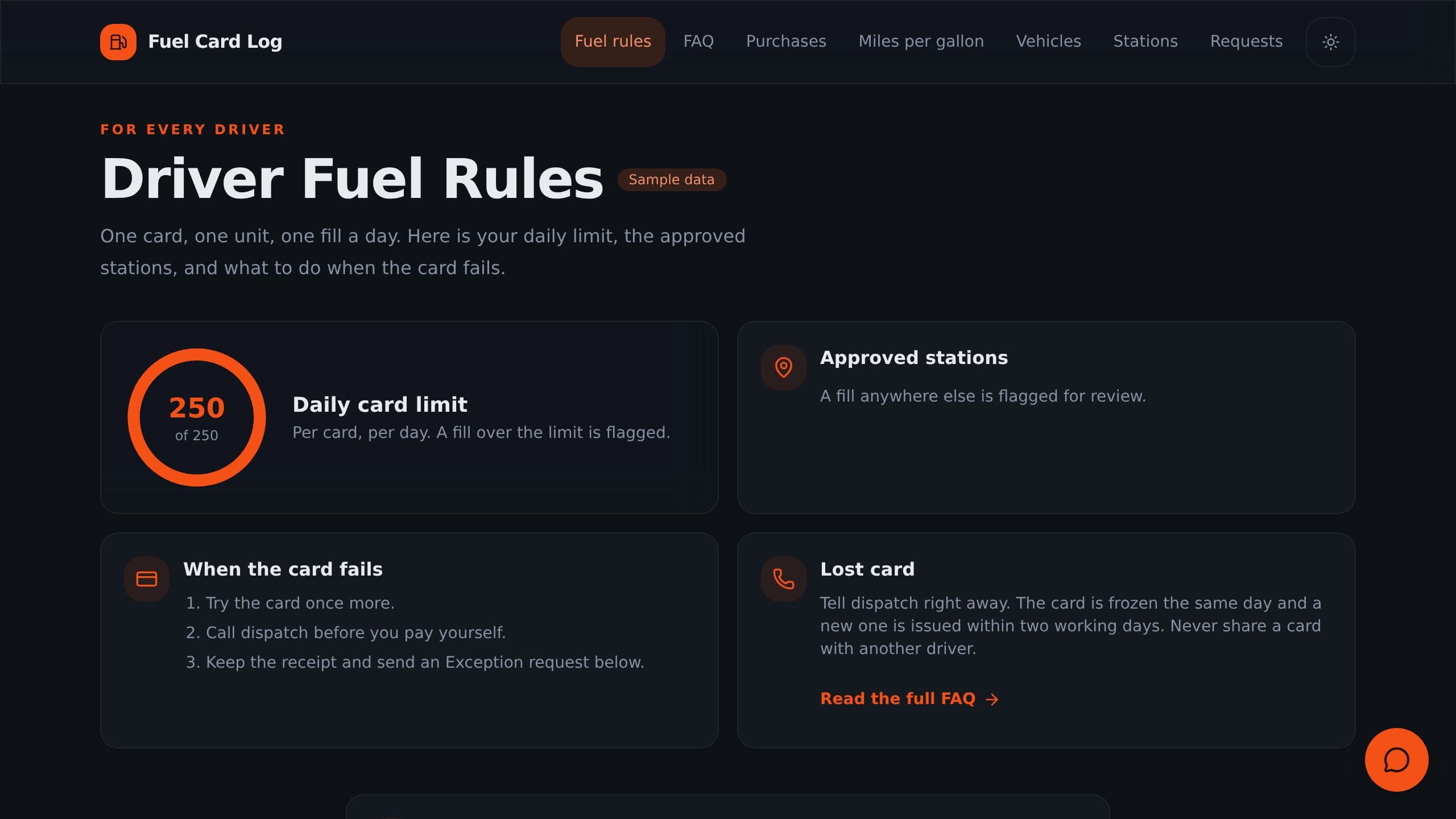 Fuel Card Log preview