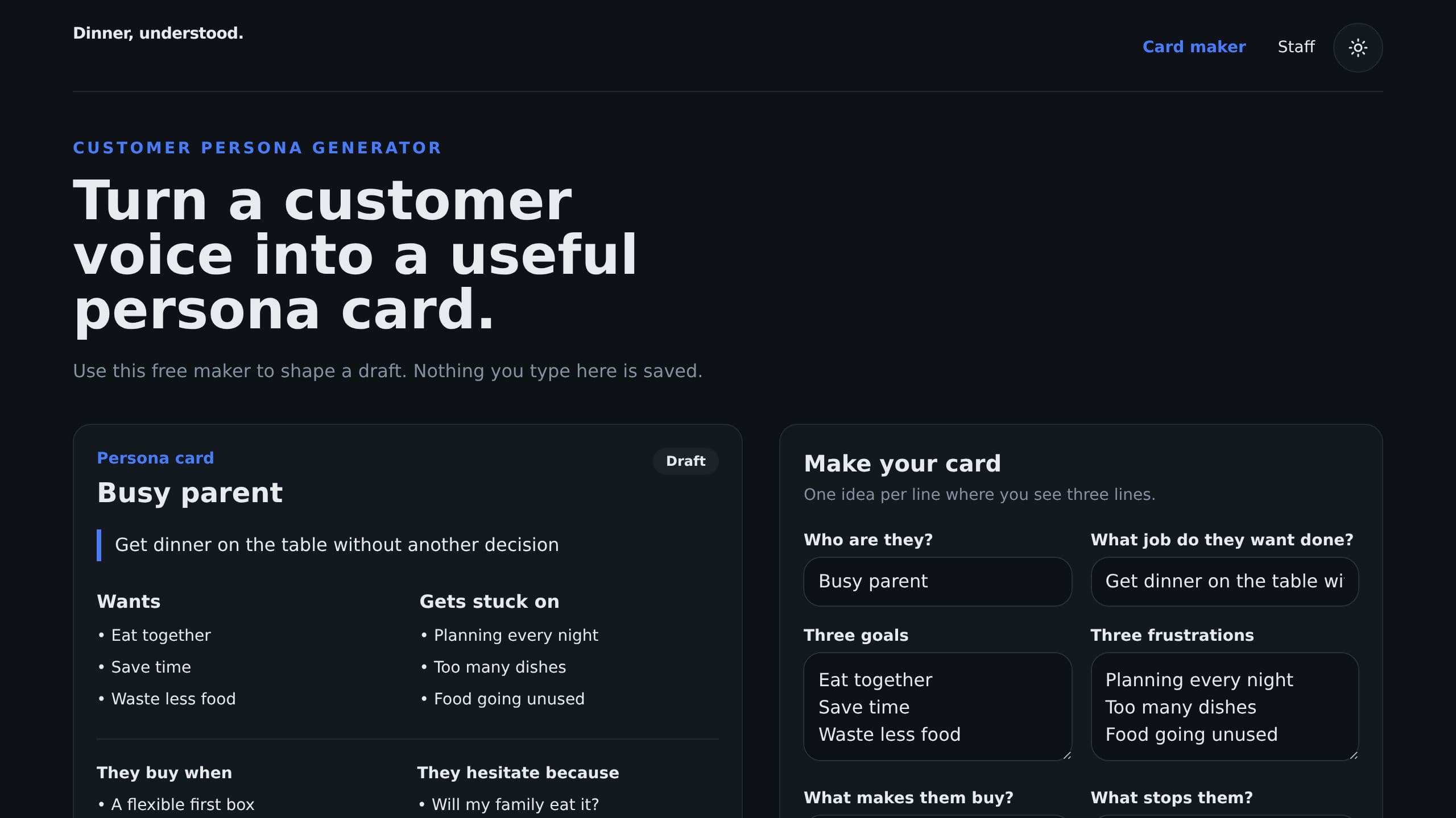 Customer Persona Generator preview