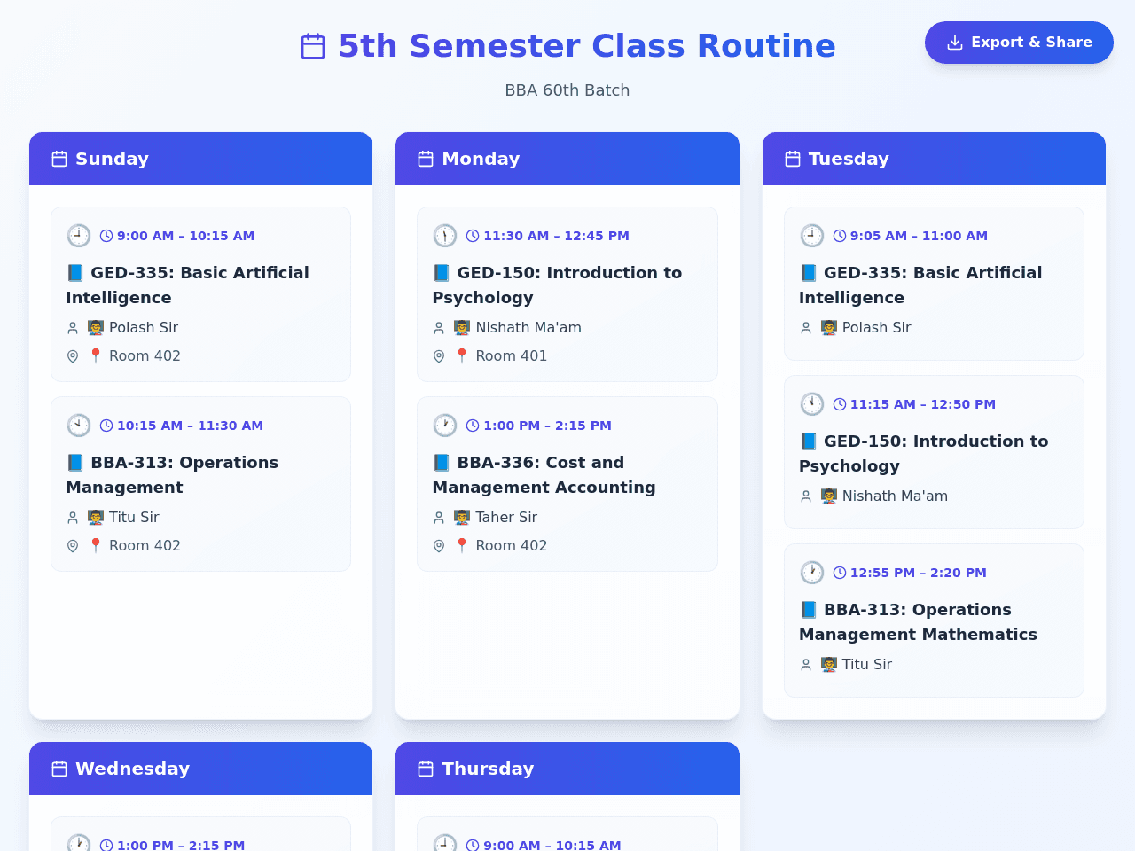 Class Routine Planner