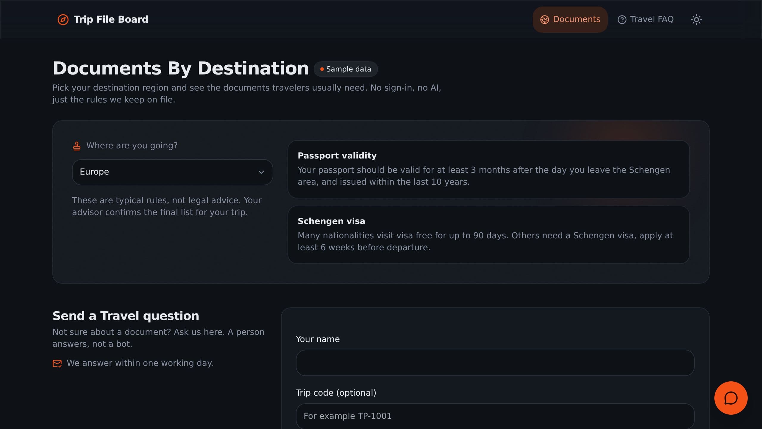 Trip File Board preview