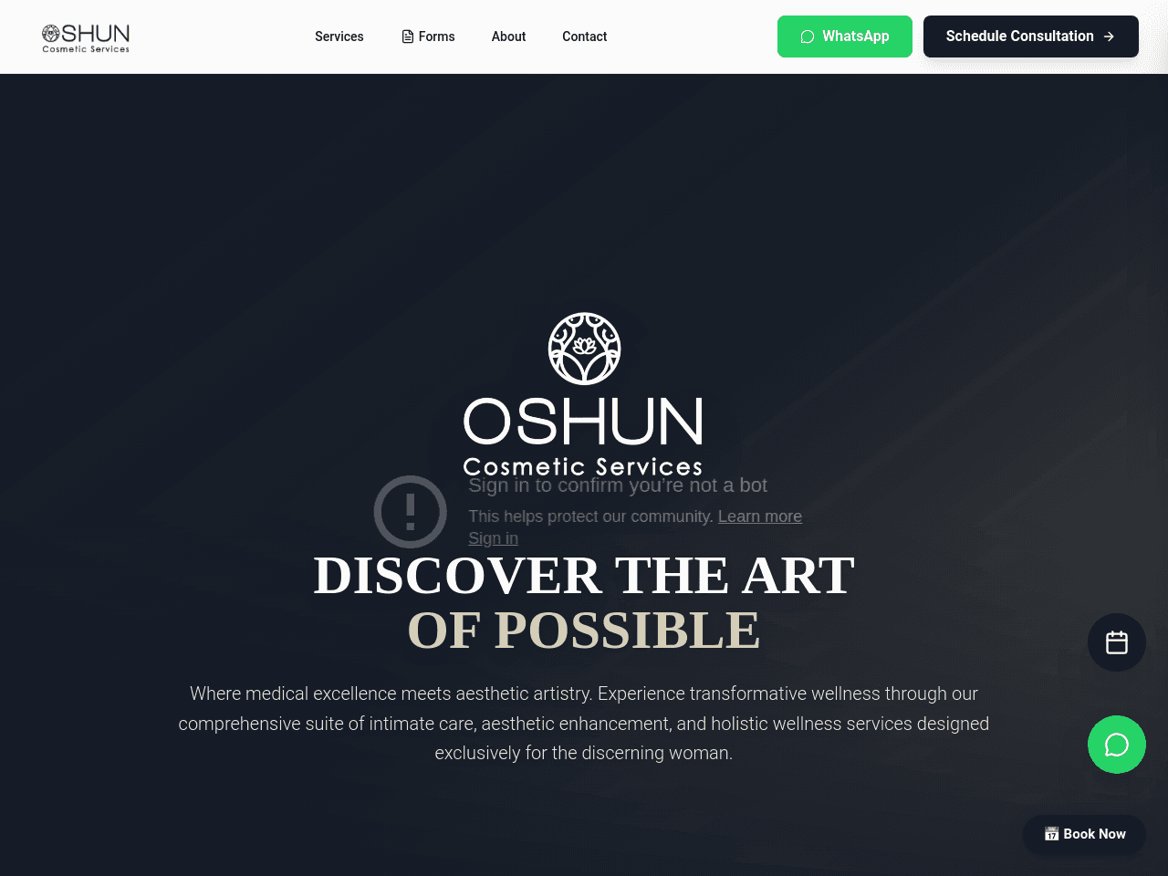 Oshun Cosmetic Services Website