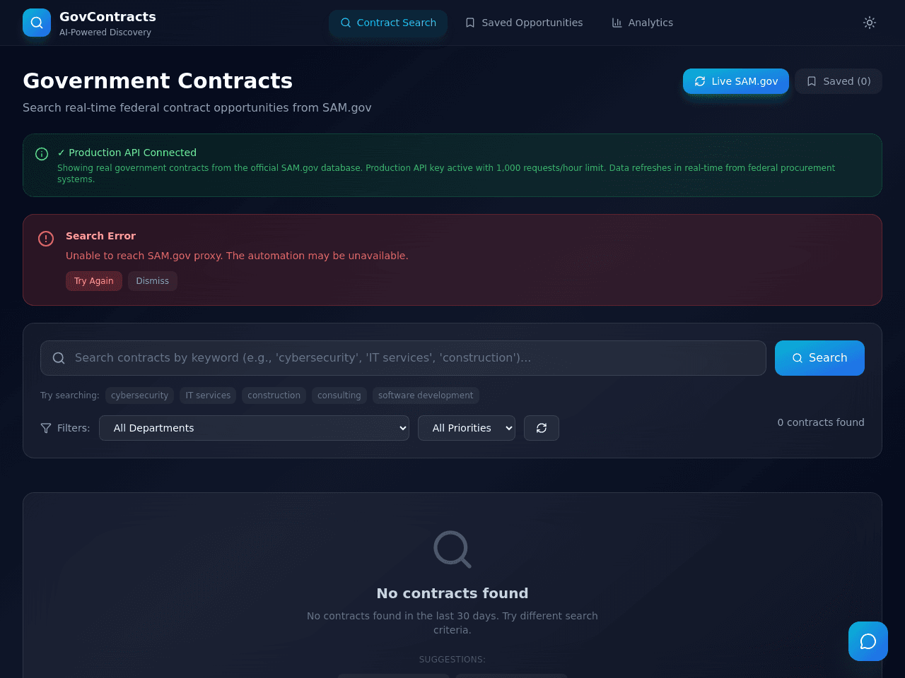 Contract Finder Dashboard