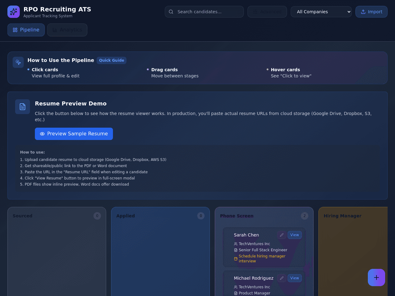 Applicant Workflow Dashboard