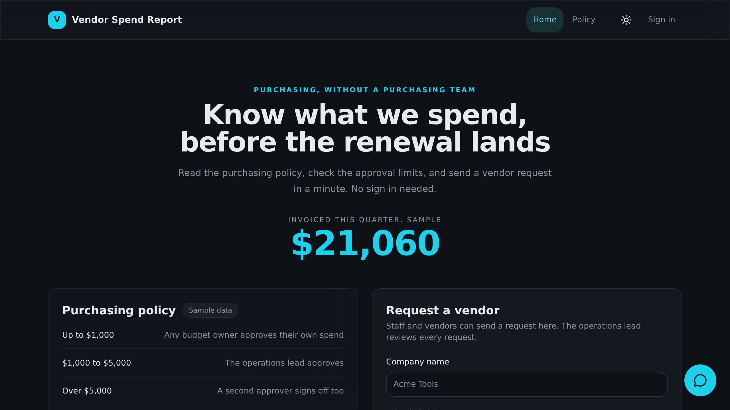 Vendor Spend Report preview