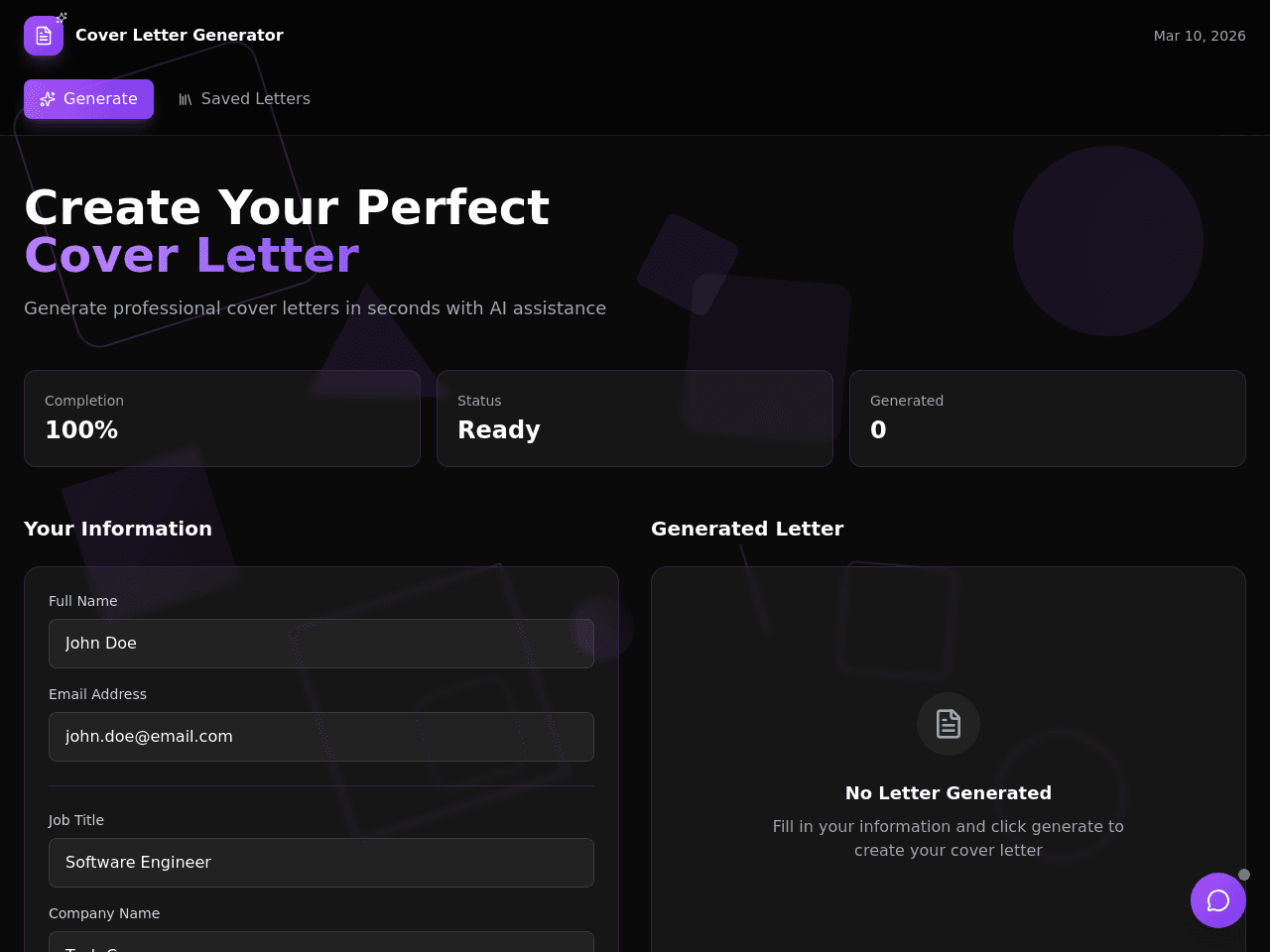 Cover Letter Generator