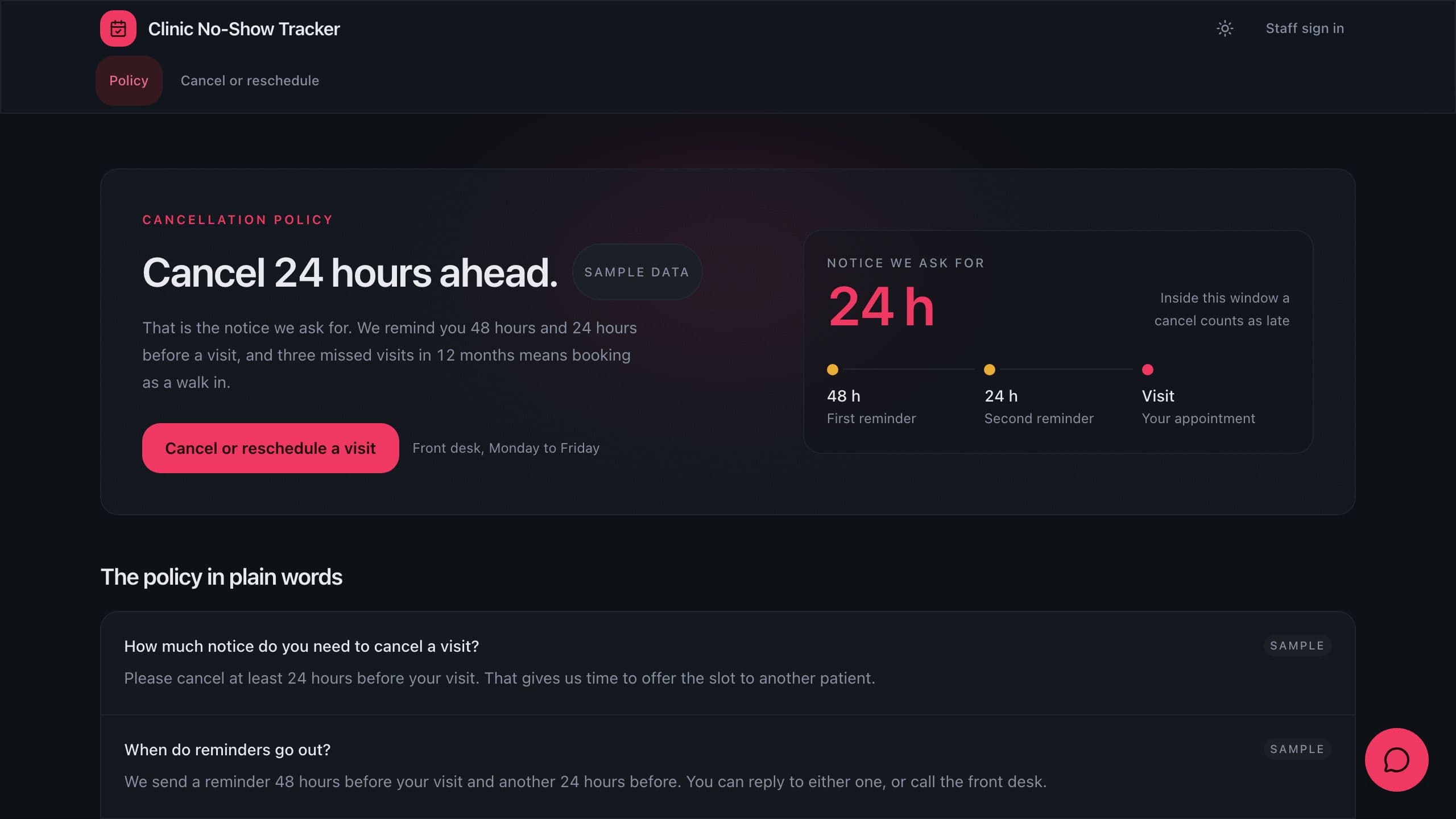 No Show Tracker preview