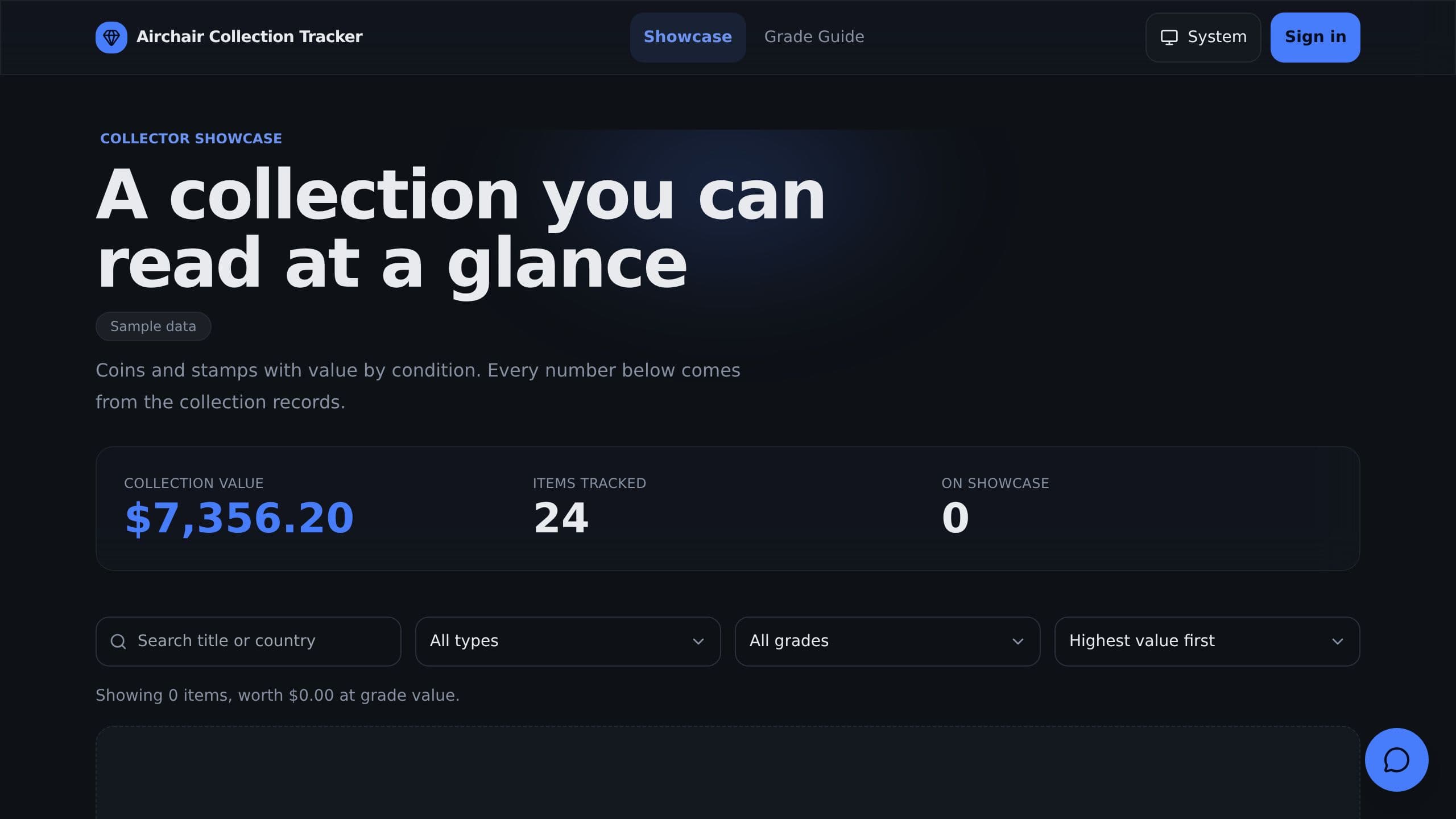 Airchair Collection Tracker preview