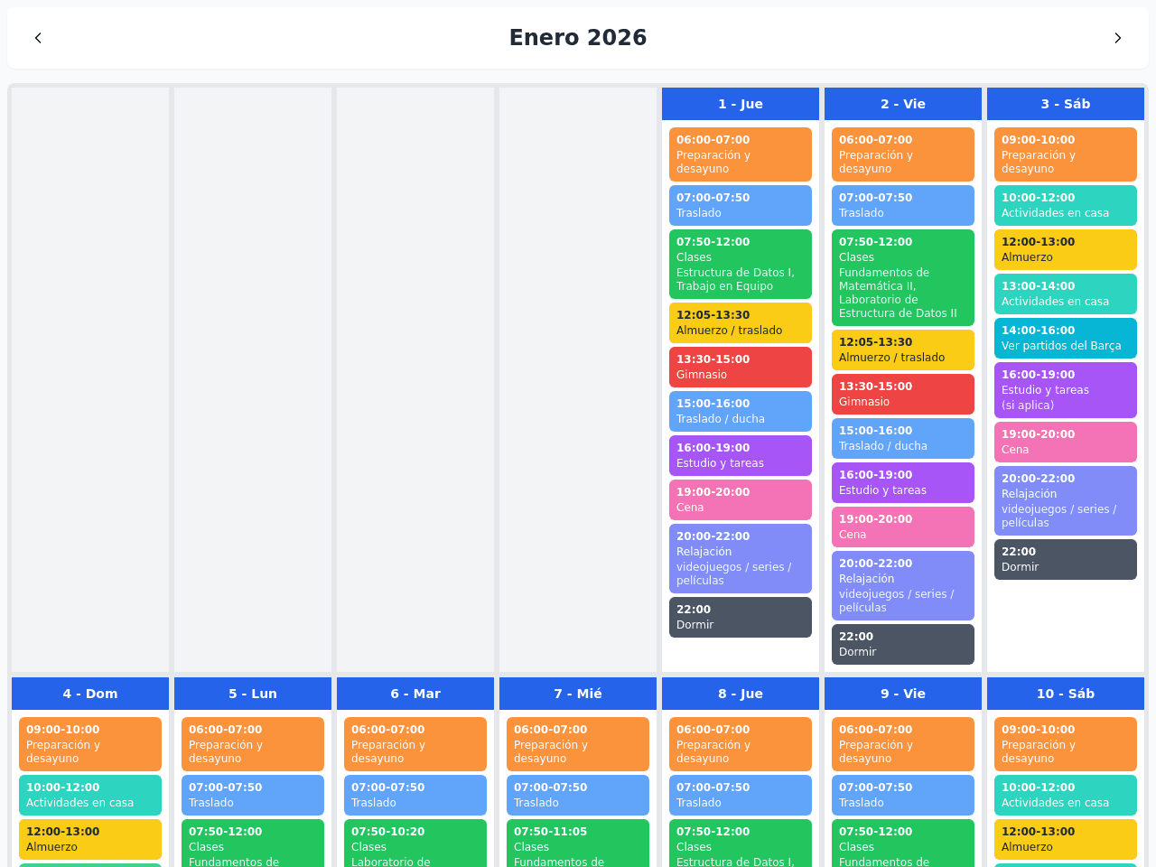 Monthly Schedule Maker