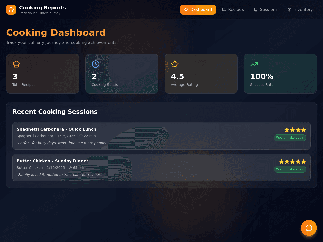 Cooking Report Generator