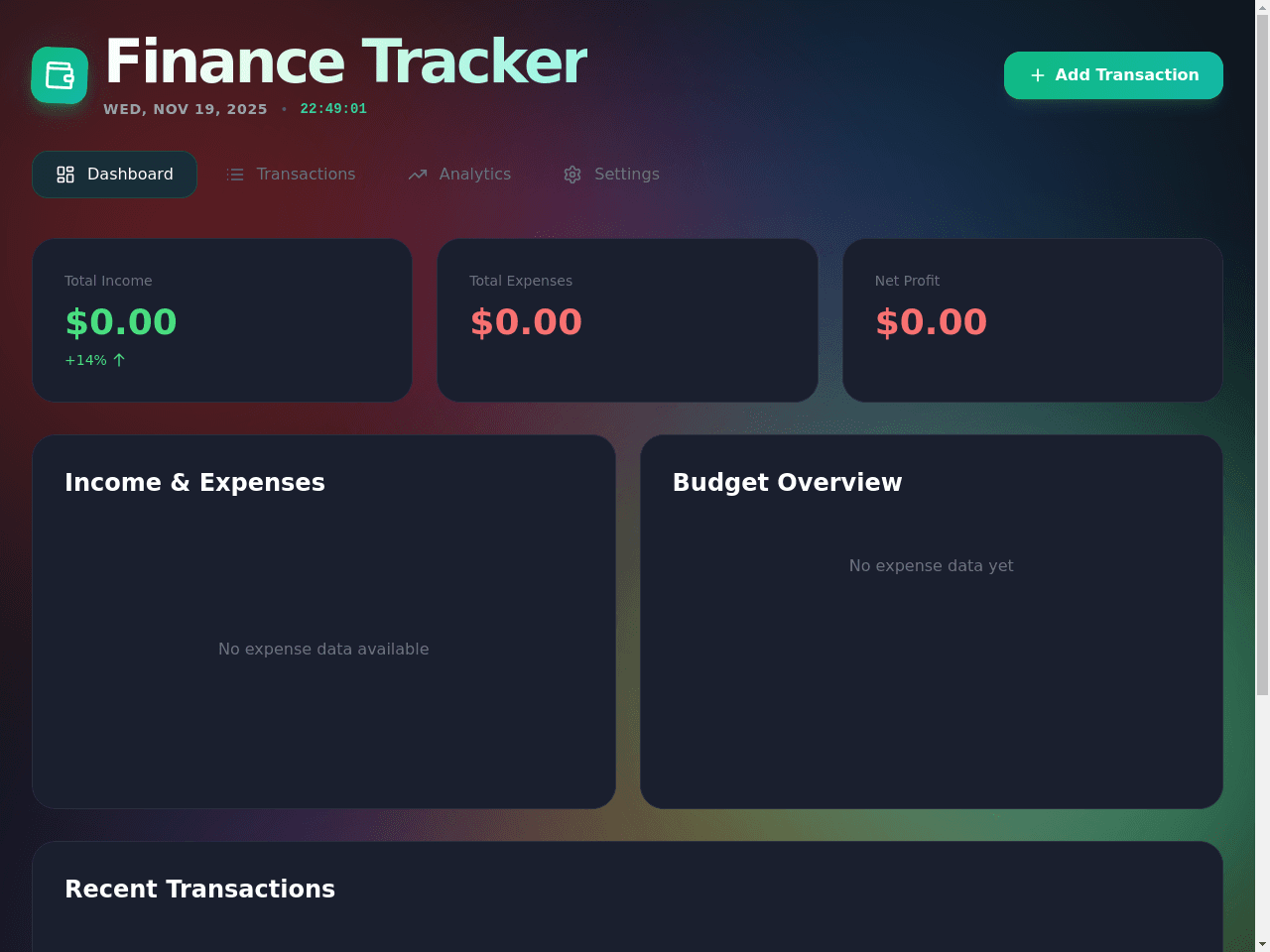 Finance Tracker Dashboard