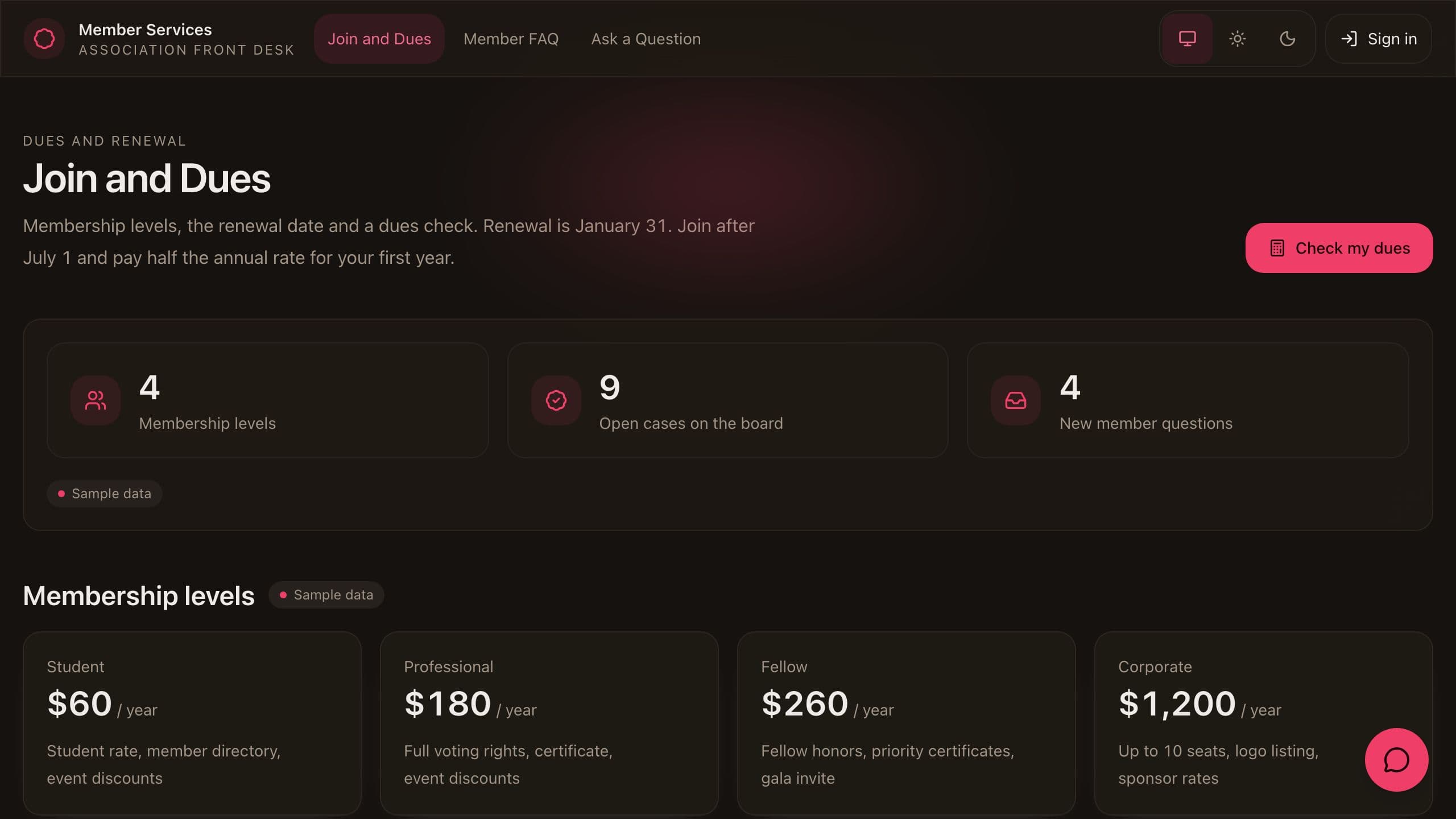 Member Services Portal preview