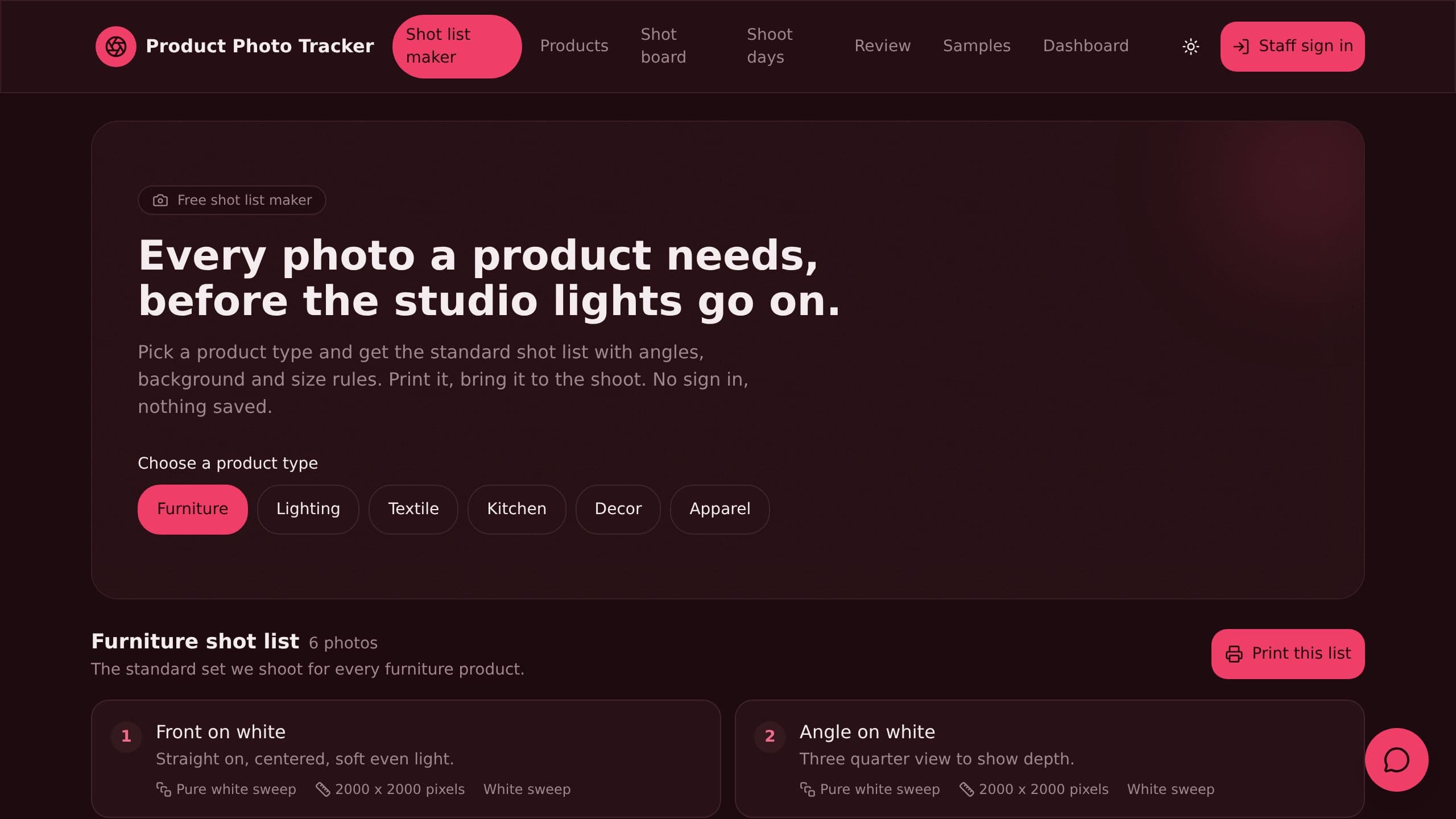 Product Photo Tracker preview