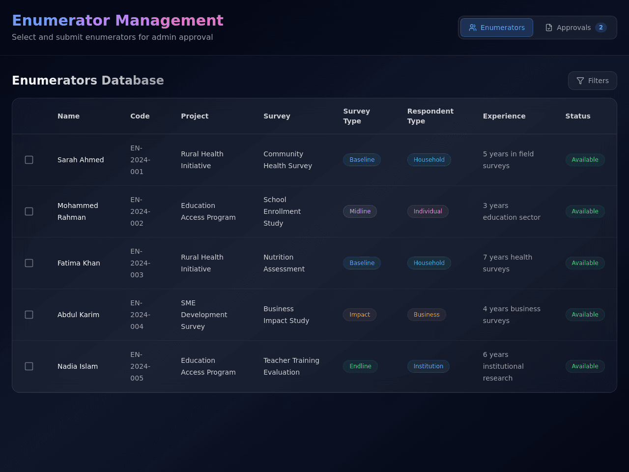 Survey Selection Portal