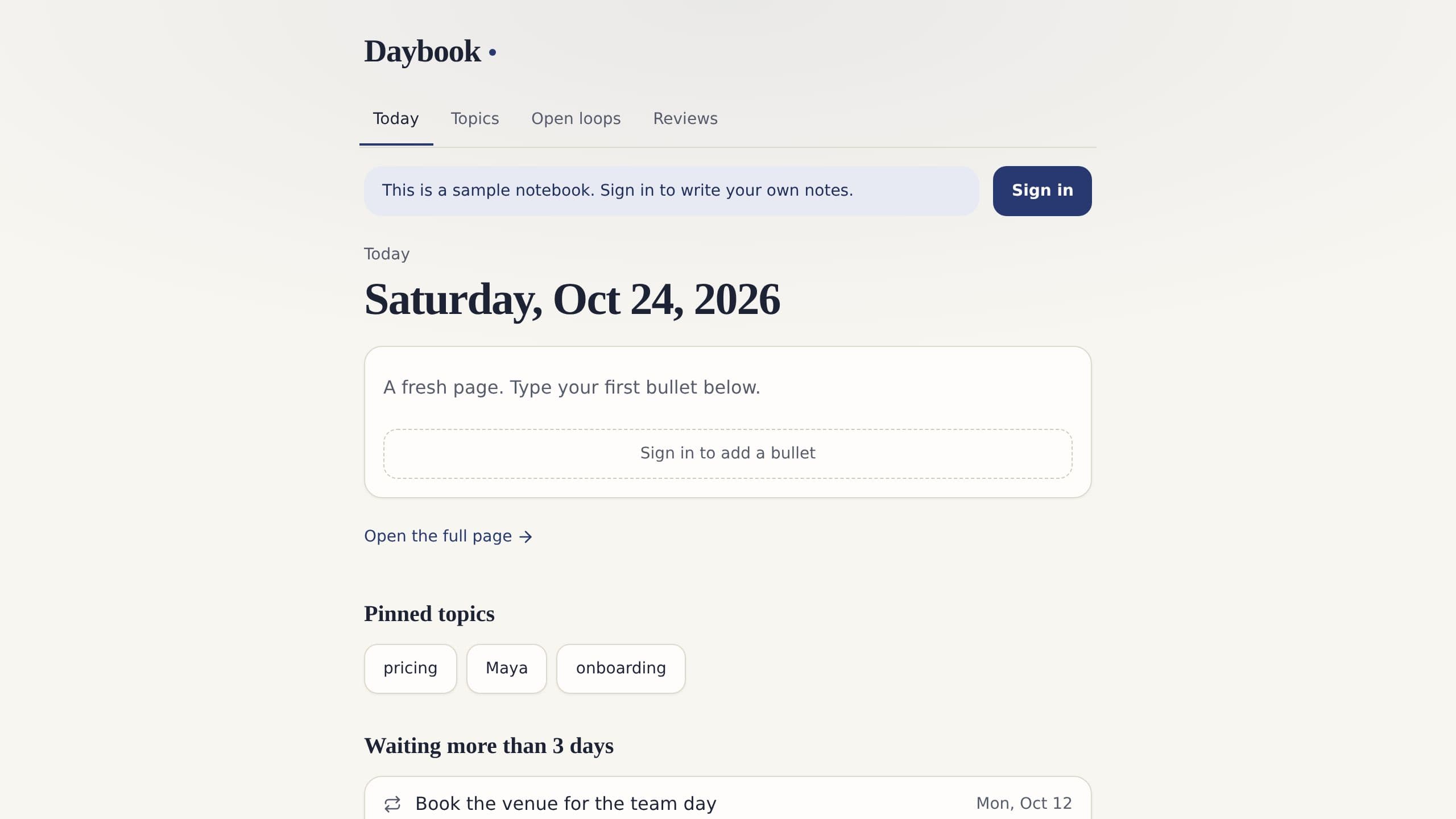 Daybook Daily Notes preview