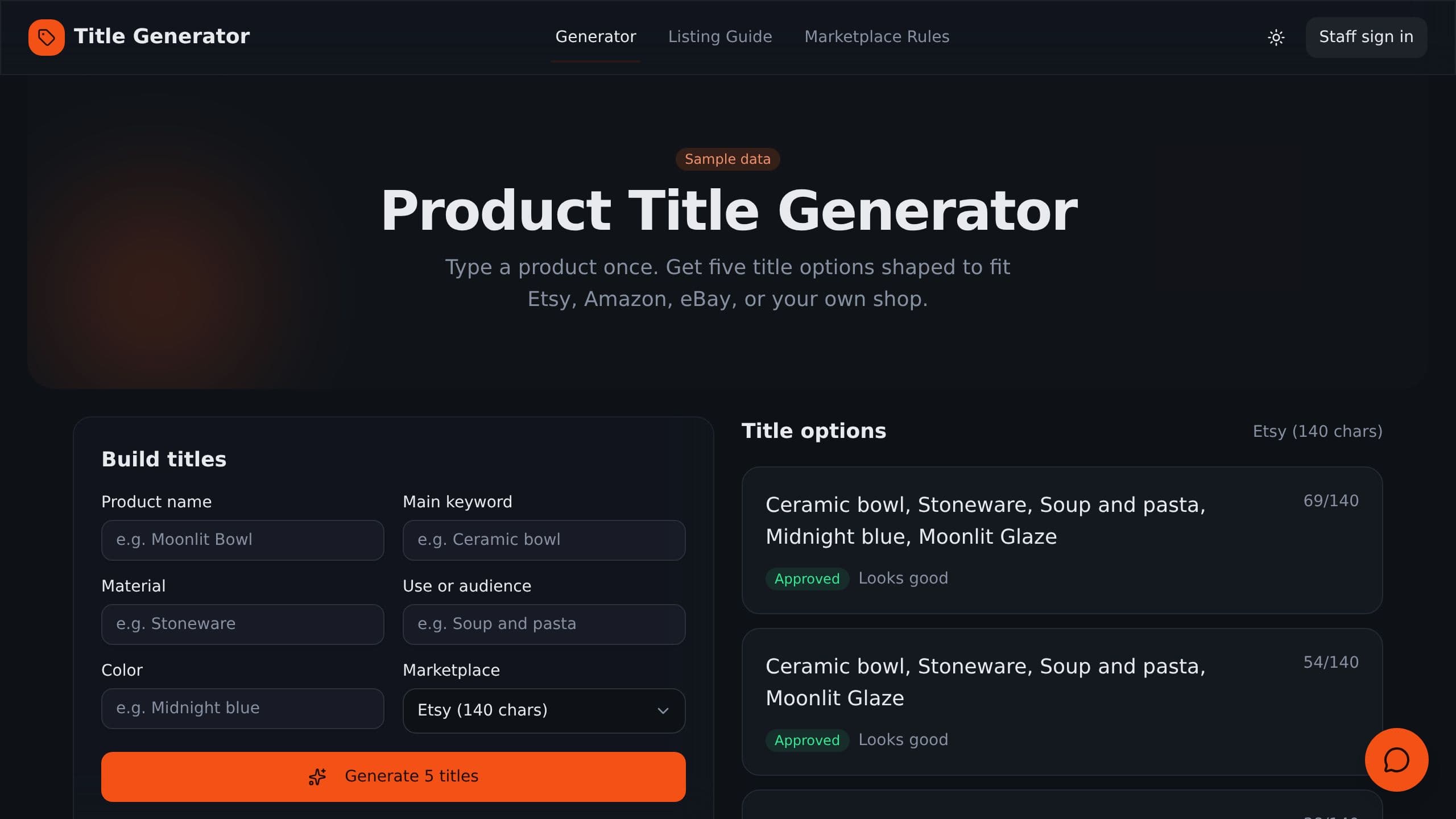 Product Title Generator preview