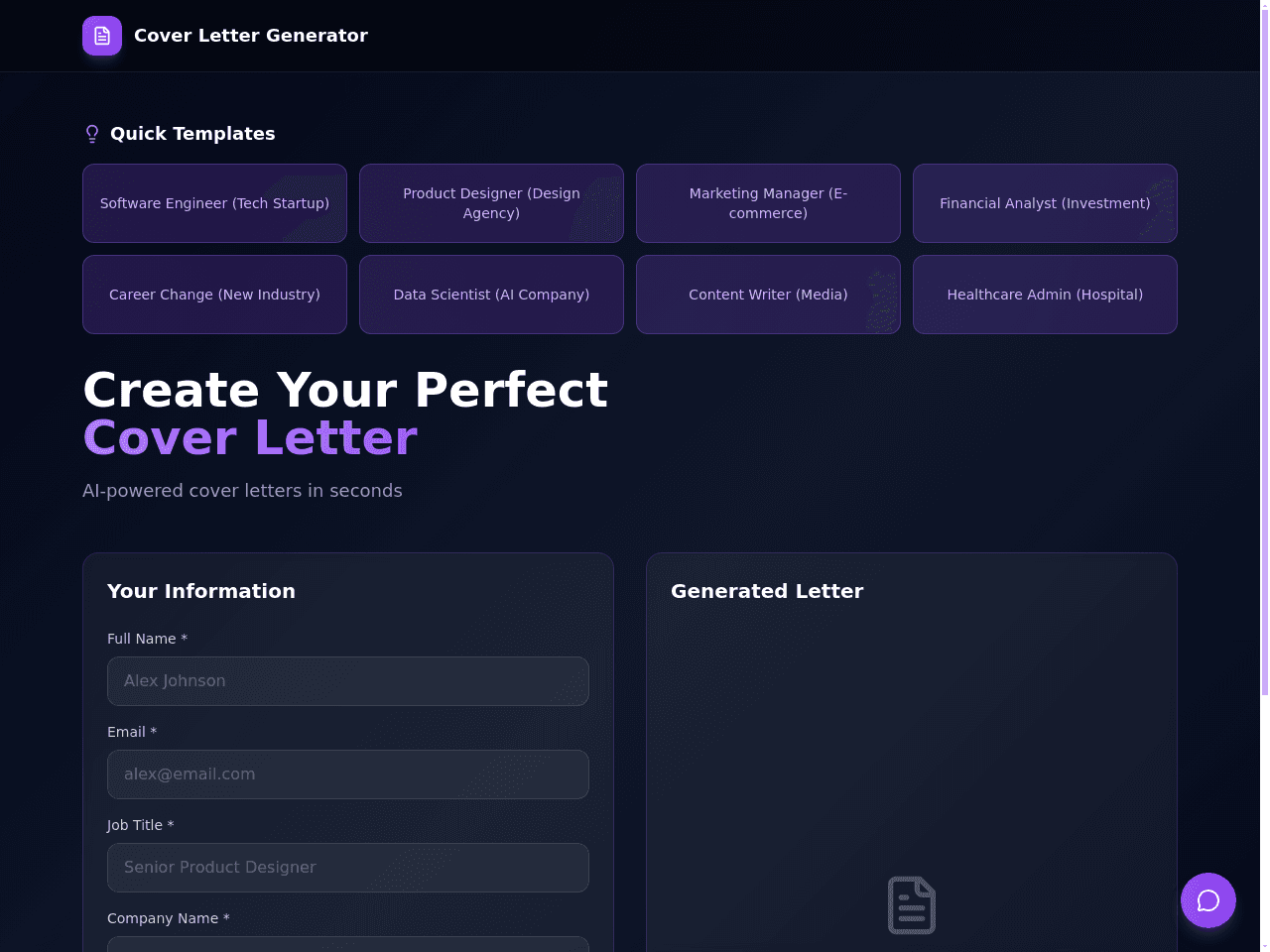 Cover Letter Generator