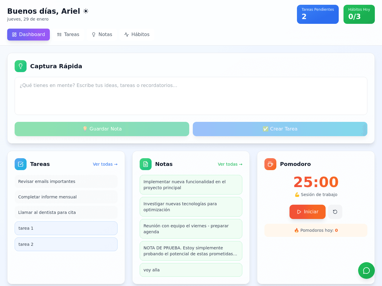 Day Start Dashboard