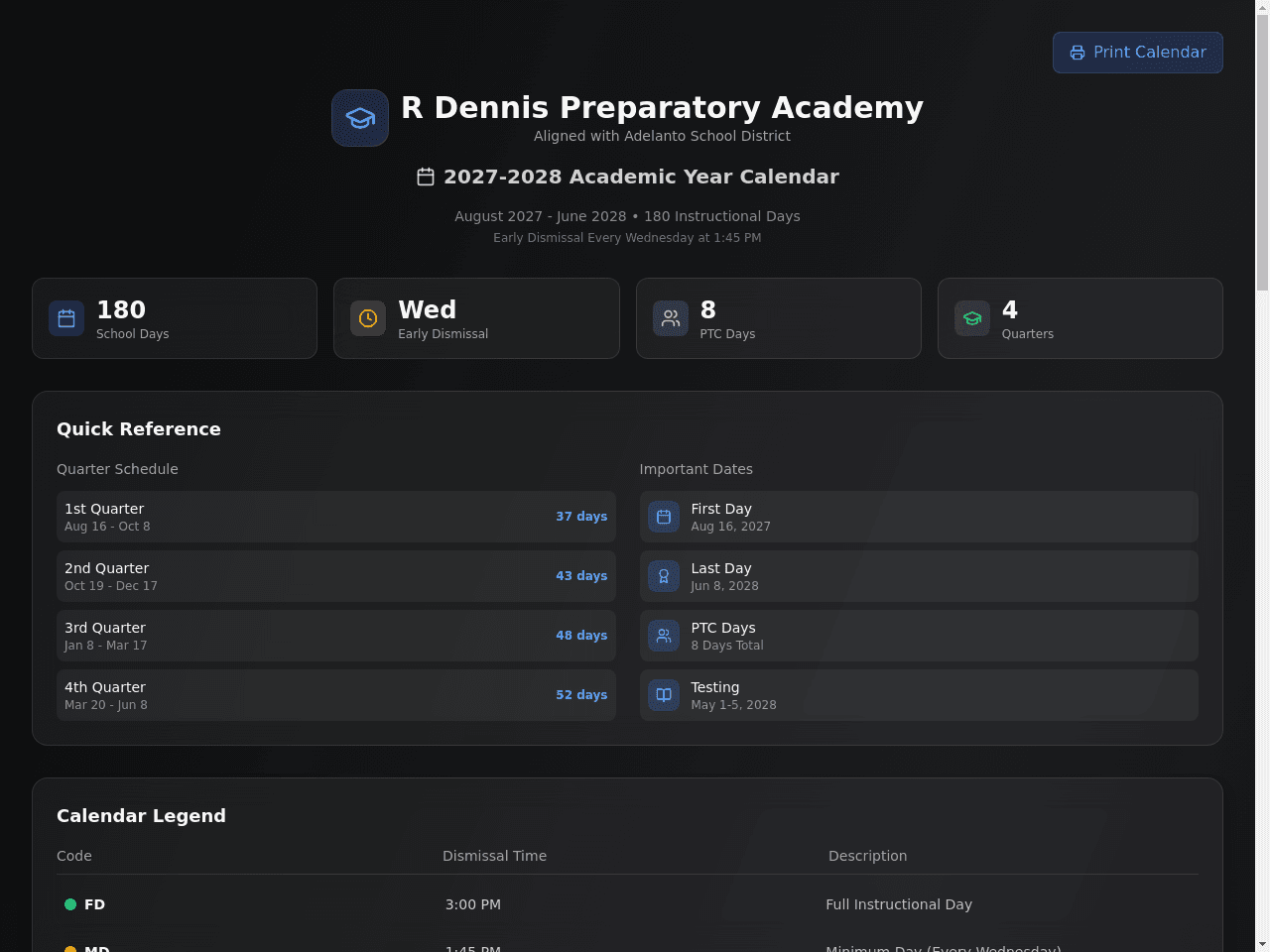 Academic Year Planner