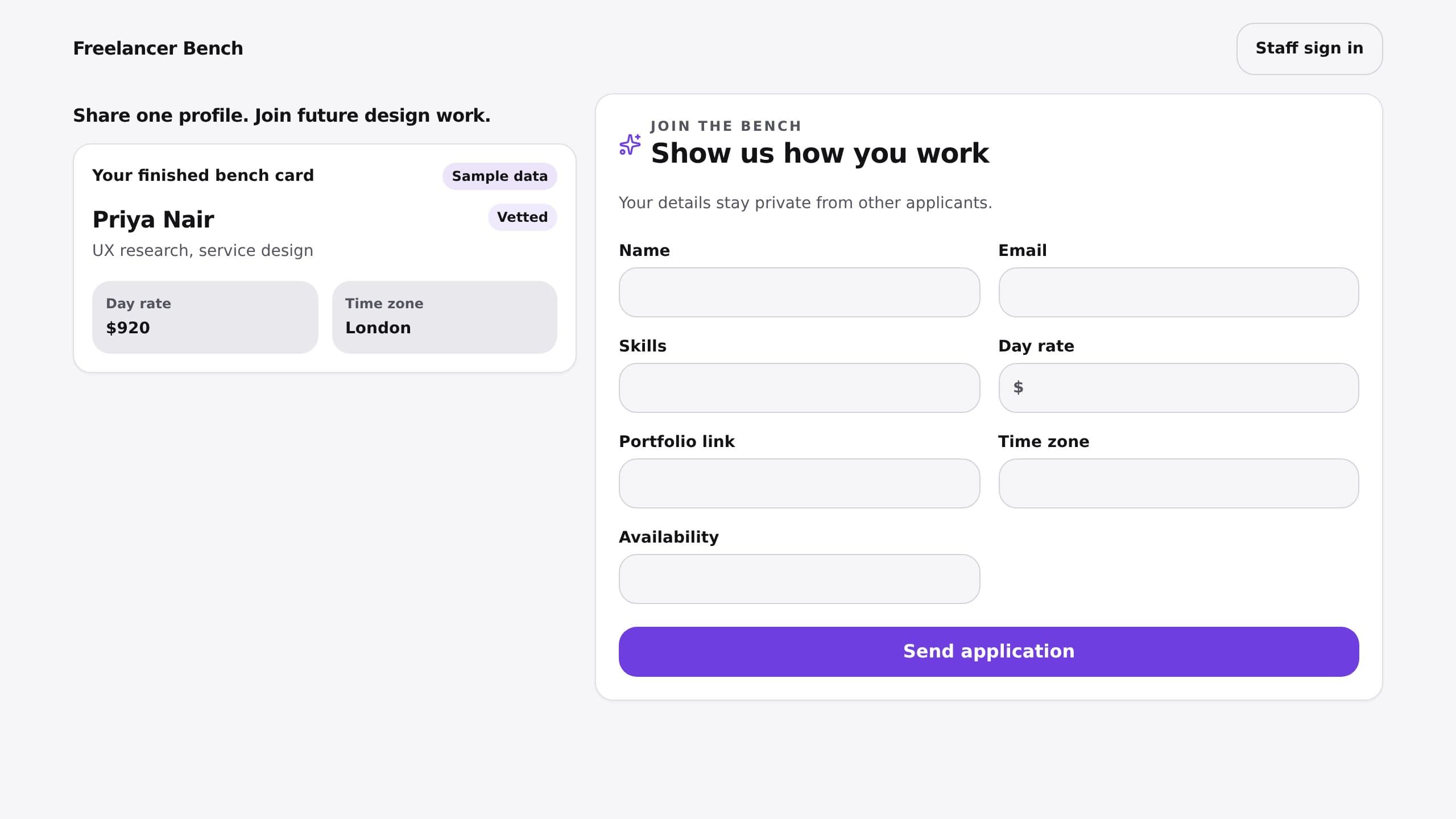 Freelancer Bench preview