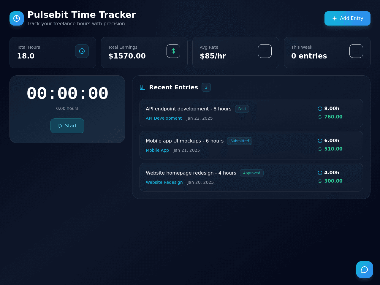 Pulsebit Time Tracker