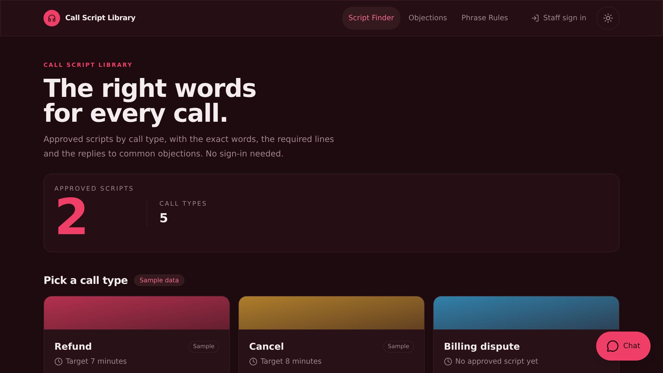 Call Script Library preview