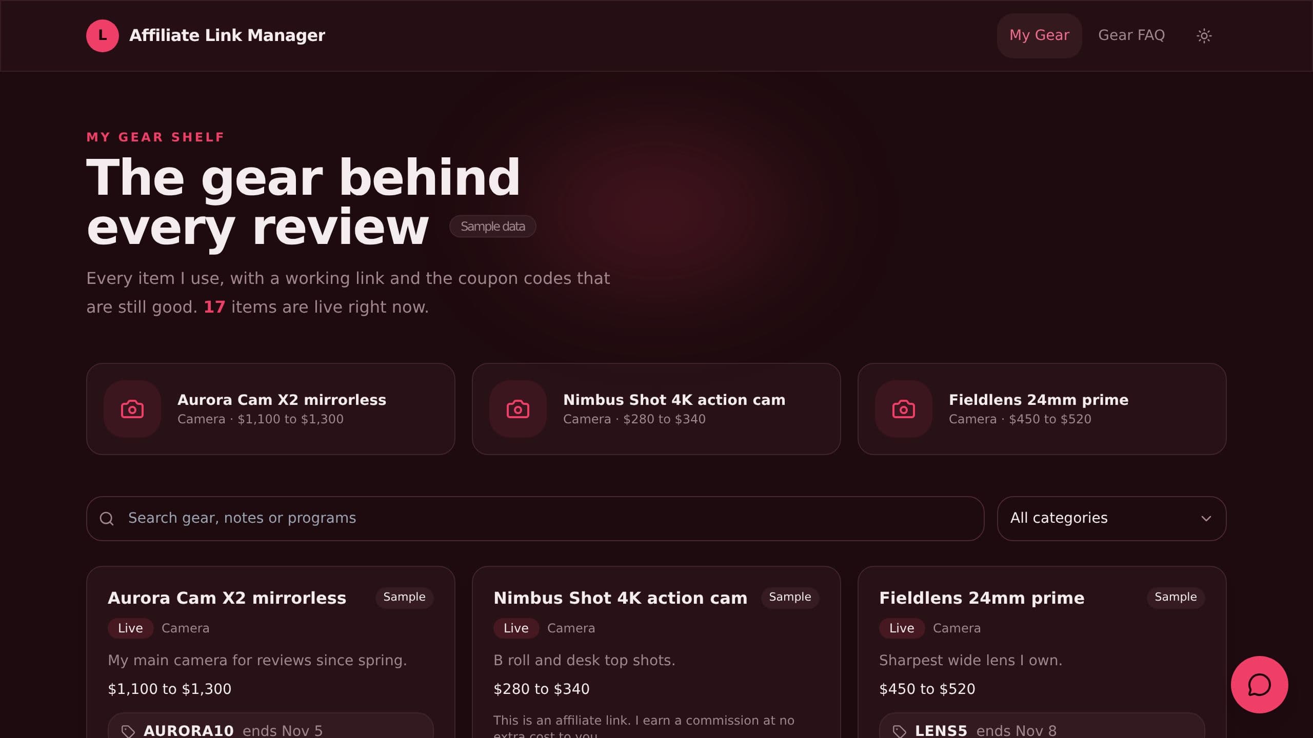 Affiliate Link Manager preview