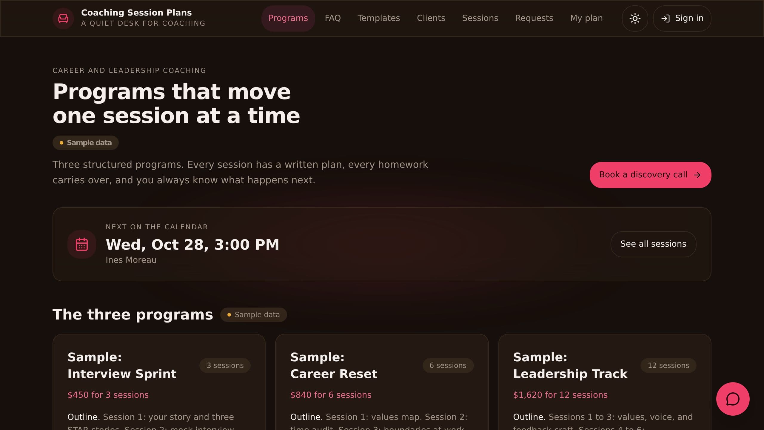 Coaching Session Plans preview