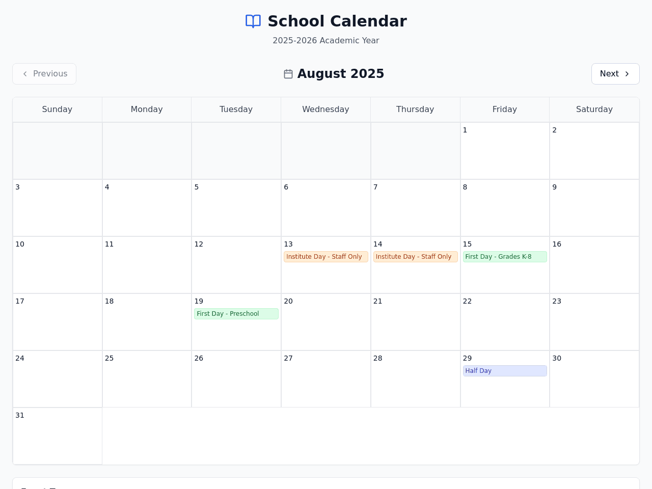 School Year Planner