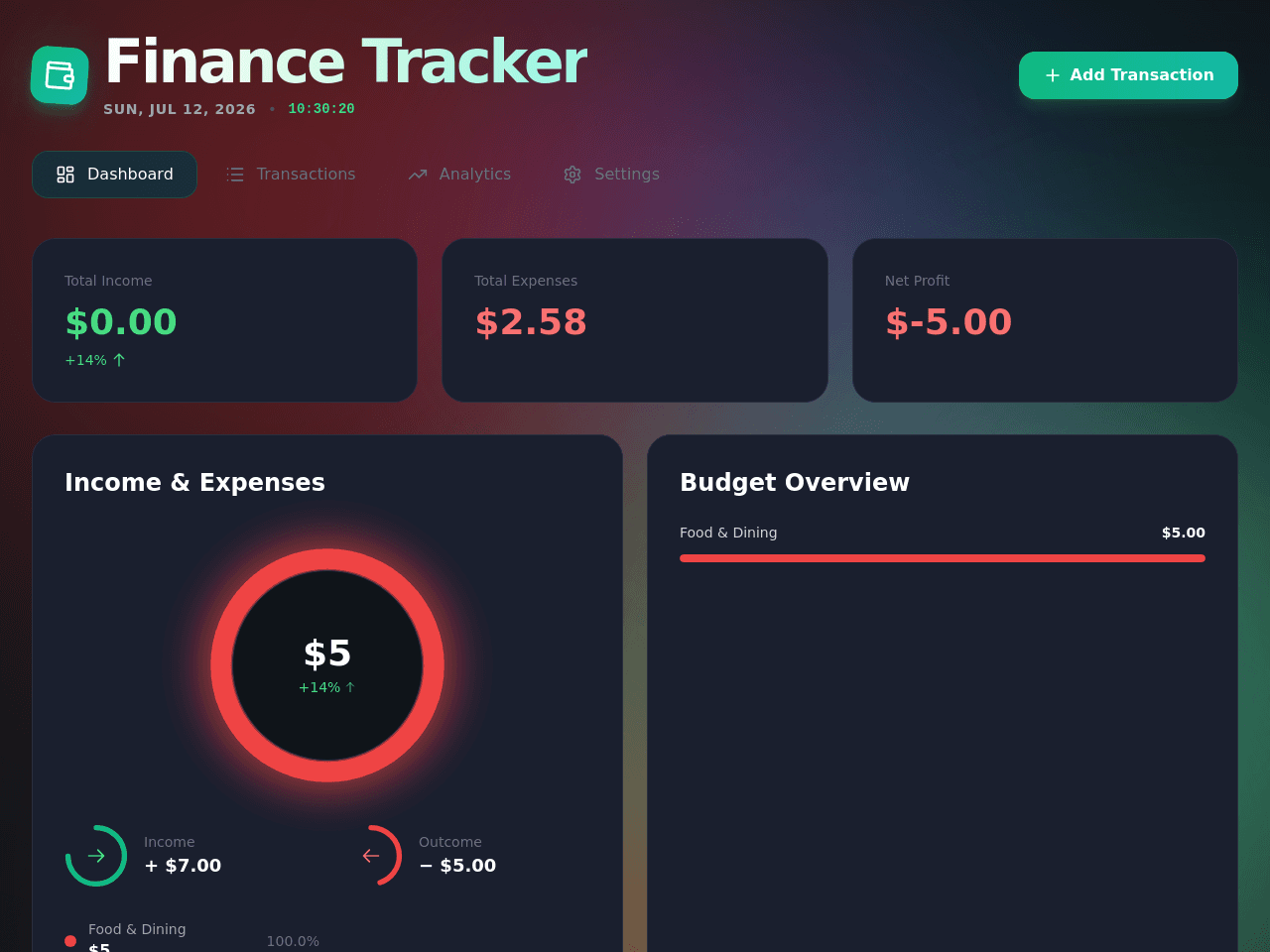 Finance Tracker Dashboard