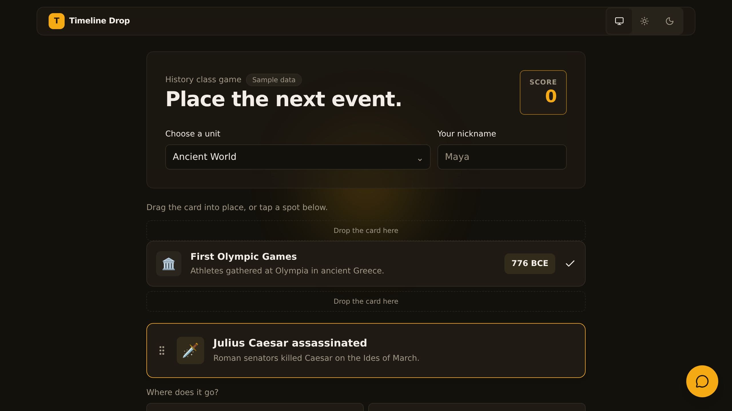 Timeline Drop preview