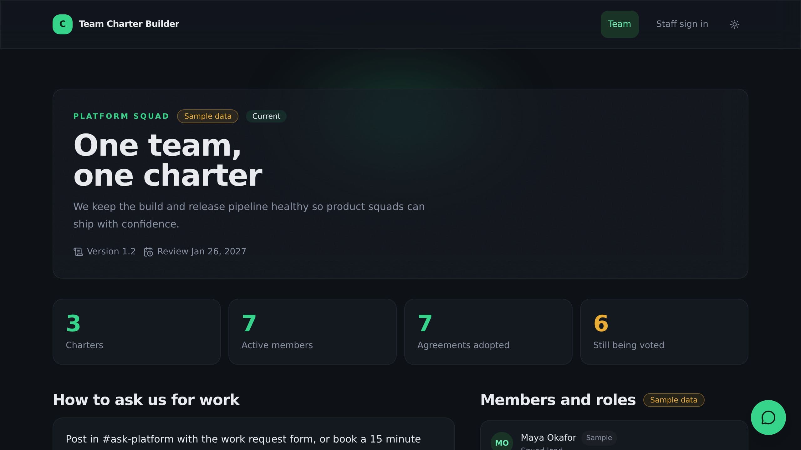 Team Charter Builder preview