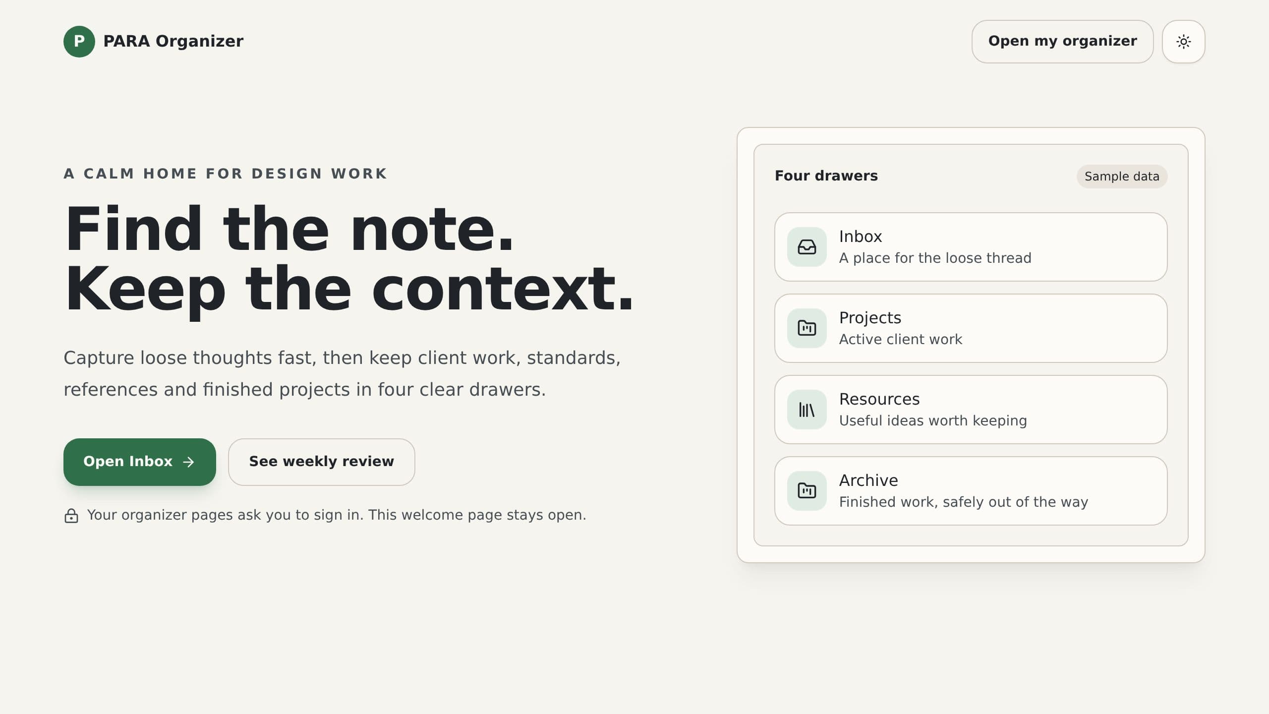 PARA Method Organizer preview