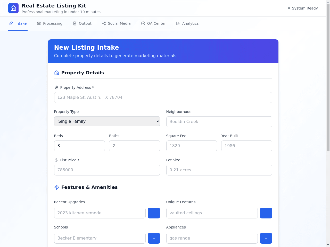 real estate listing kit