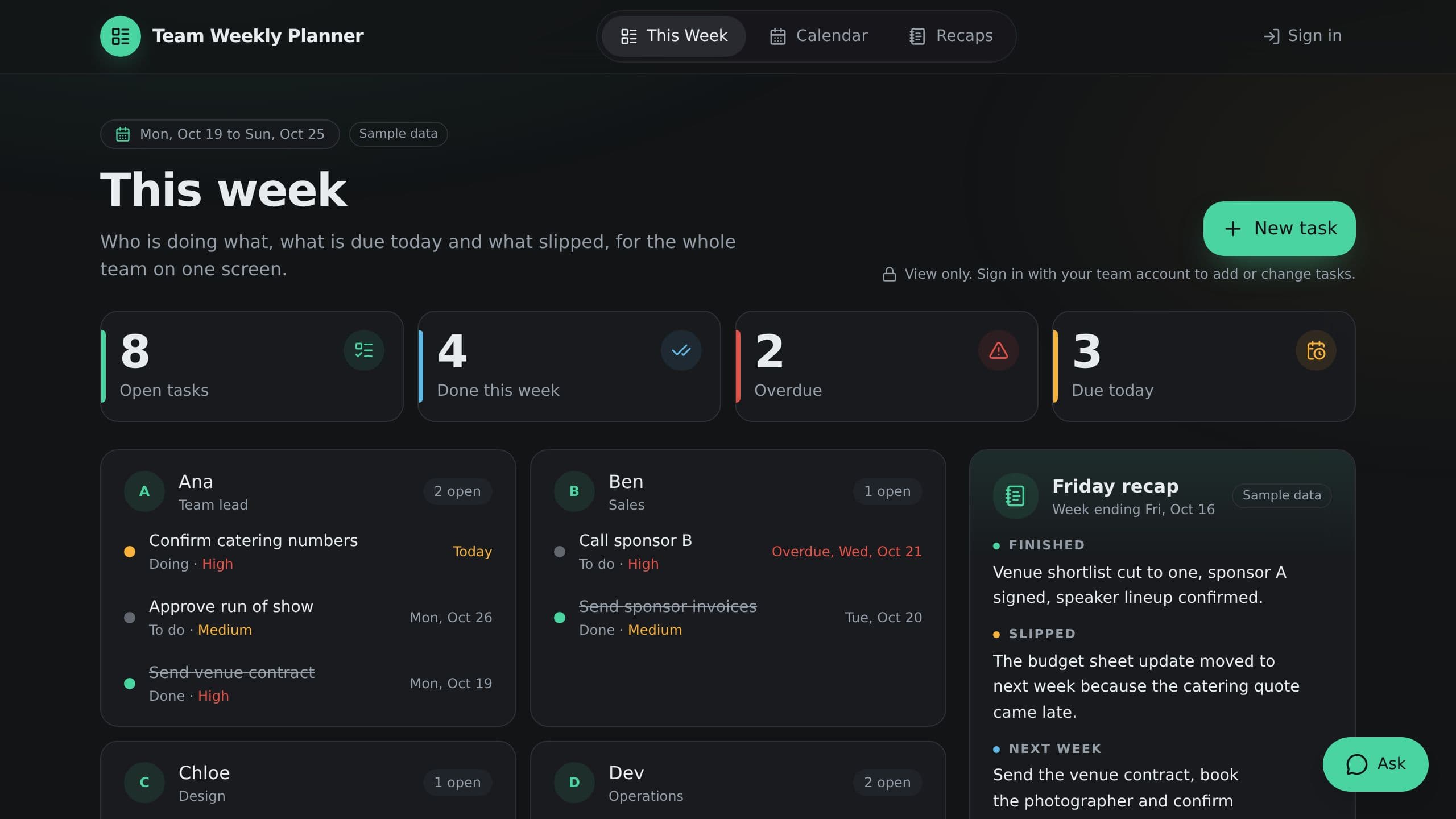 Team Weekly Planner preview