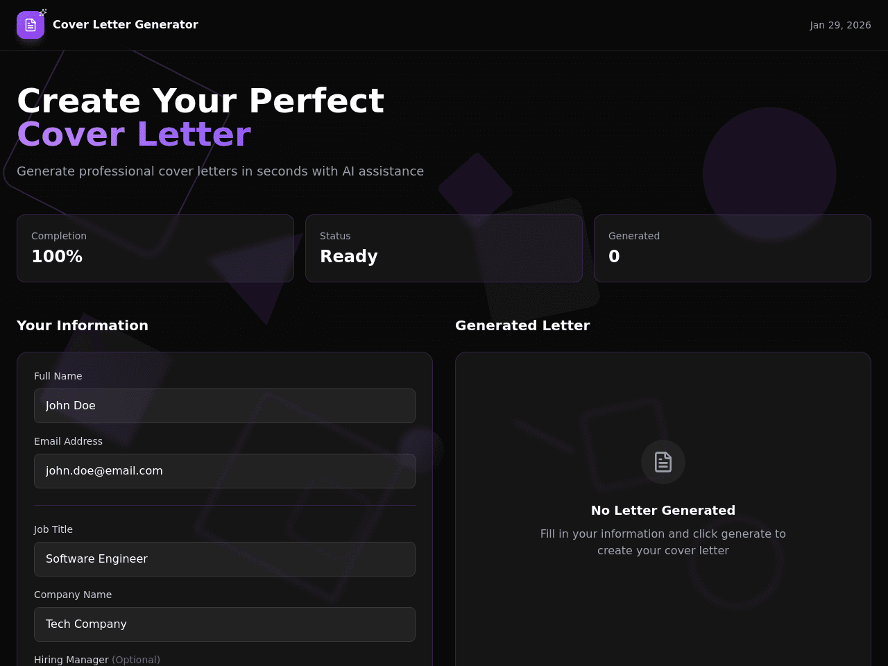 Cover Letter Generator