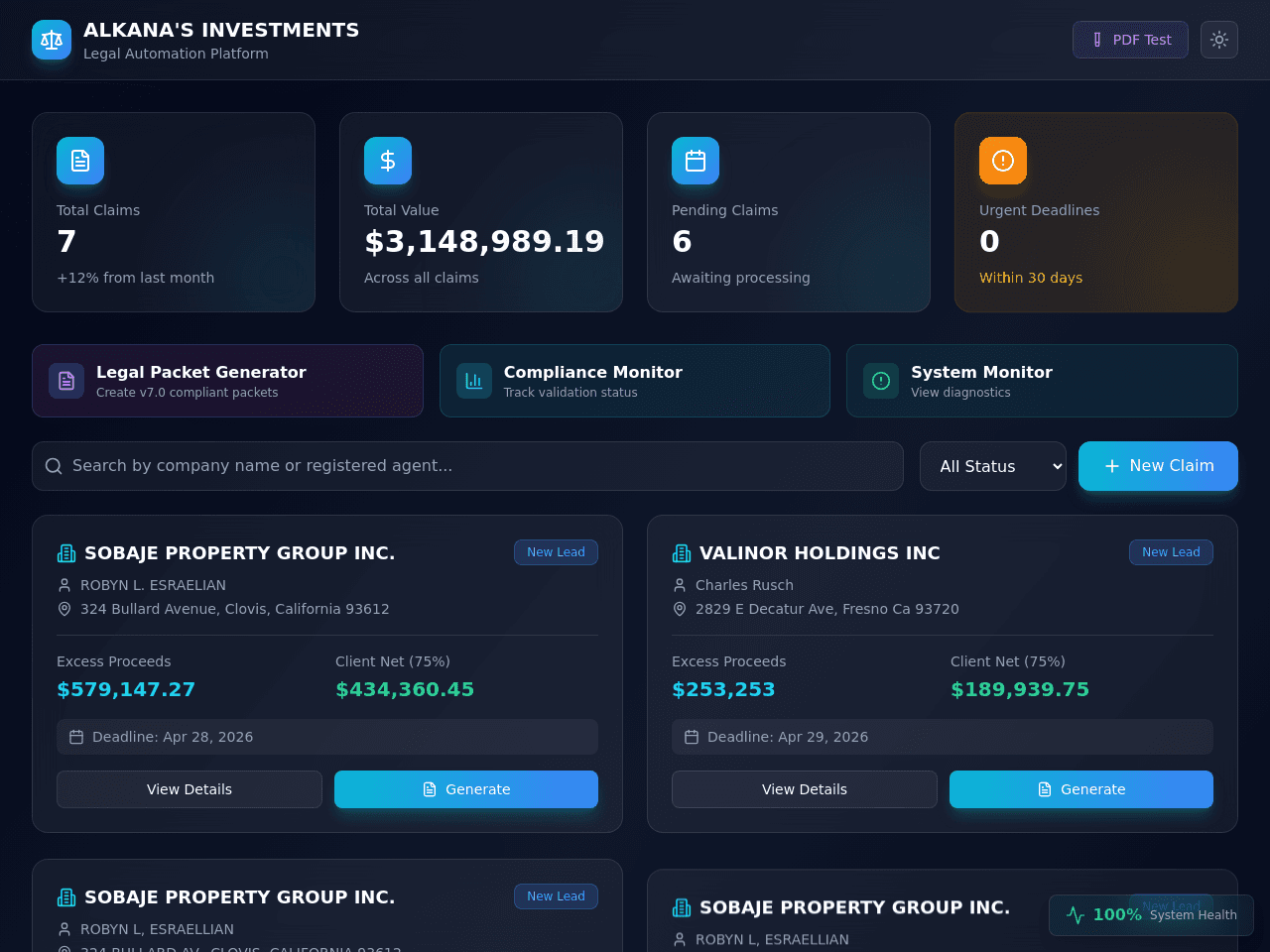 Legal Prestige Dashboard Copy