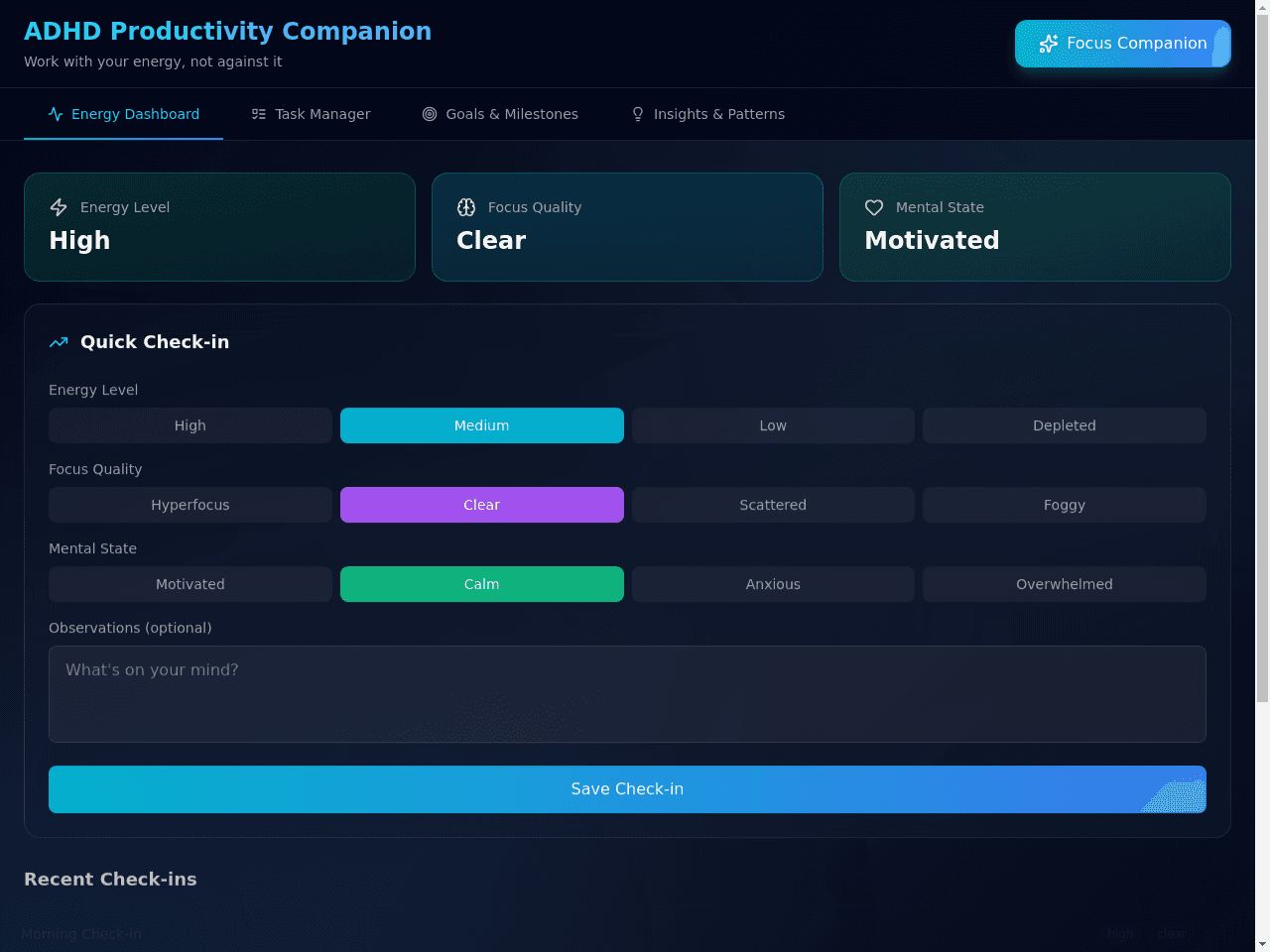 Focus Balance Dashboard