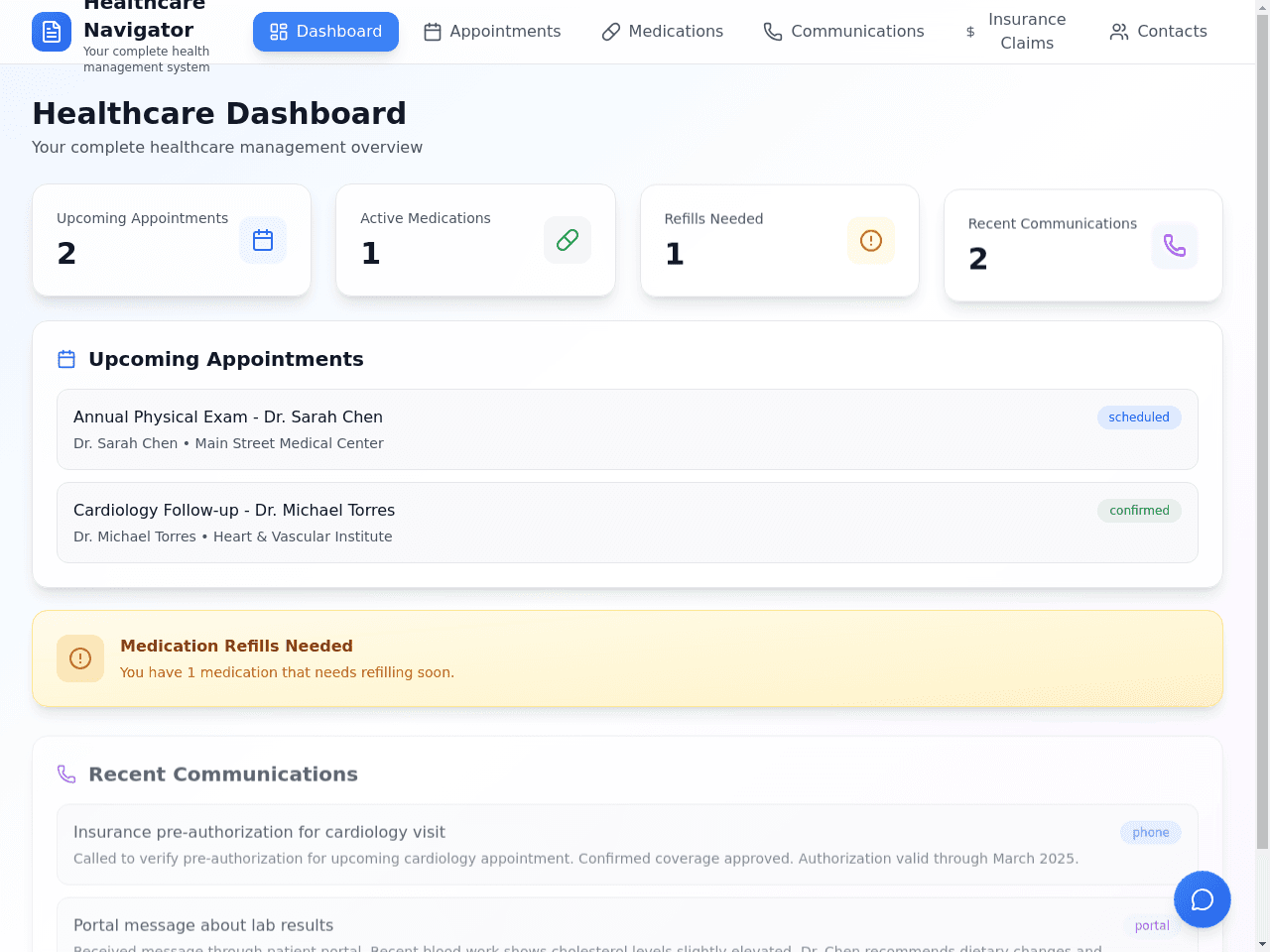 Health Navigator Dashboard