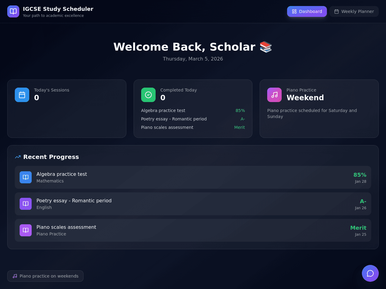 Study Schedule Planner