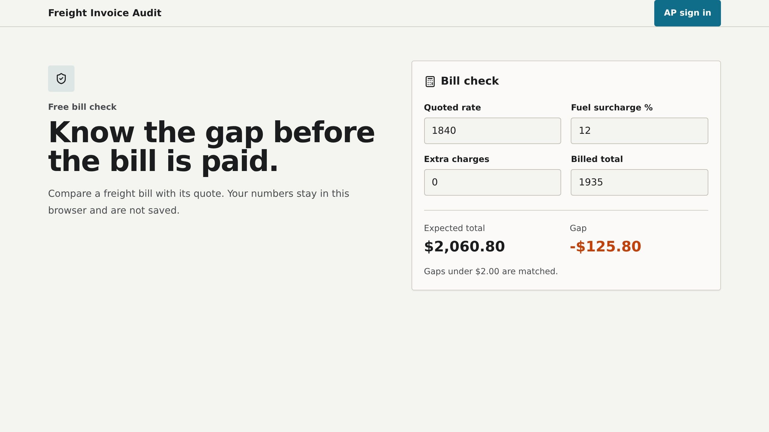 Freight Invoice Audit preview