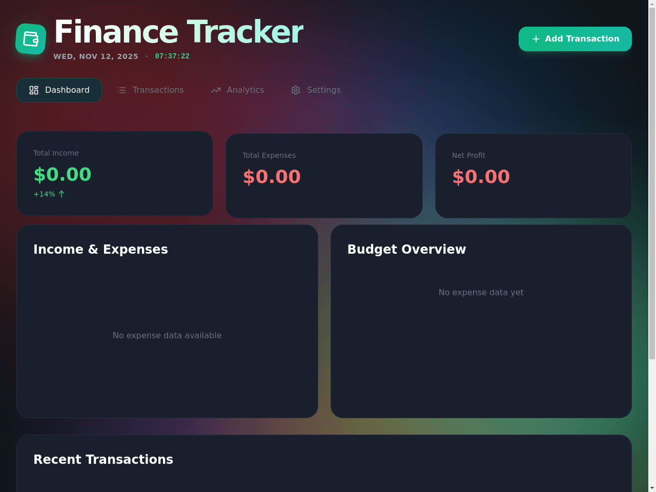 Kivuli Creative | Finance Tracker Dashboard