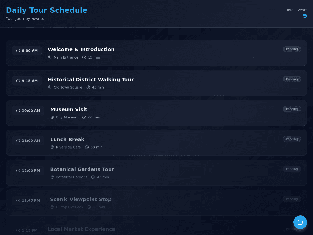 Tour Schedule Planner