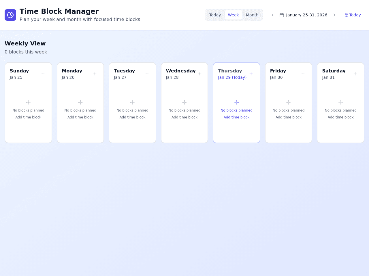 Time Block Planner