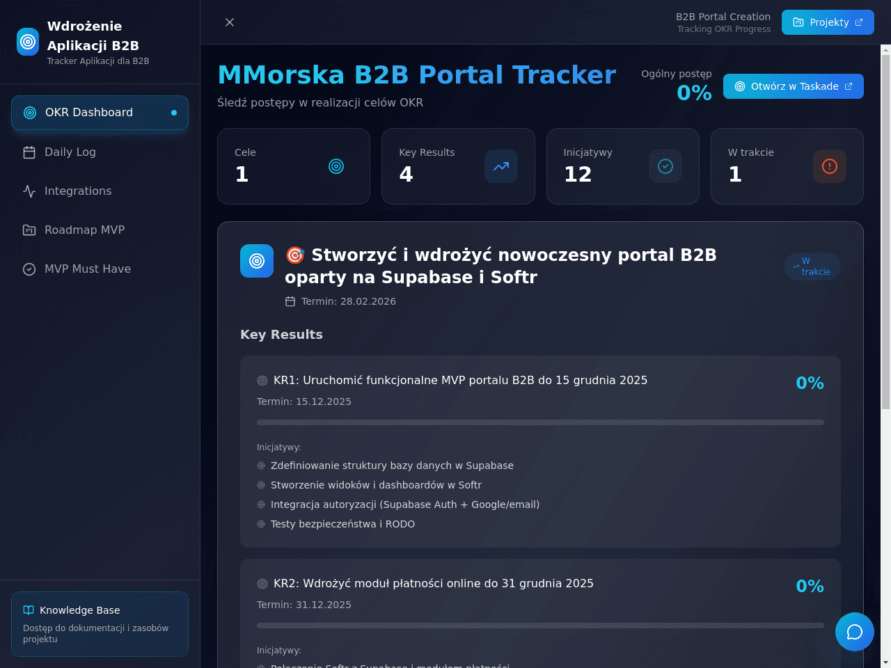 Portal Klienta mvp b2b agent