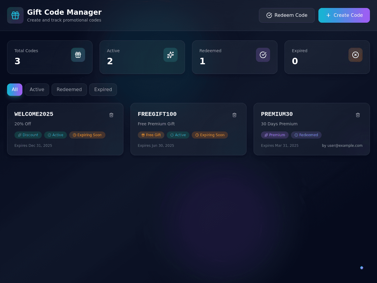 Gift Code Manager