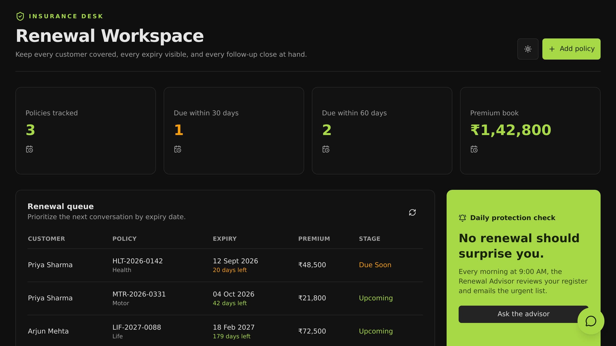 Renewal Tracker