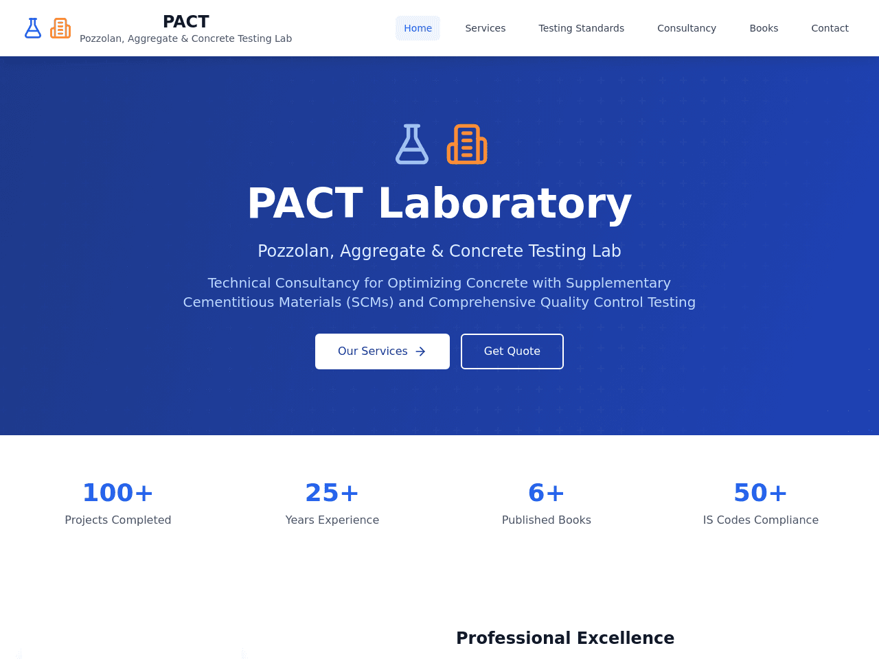 Pozzolan, Aggregate & Concrete Testing Lab (PACT)