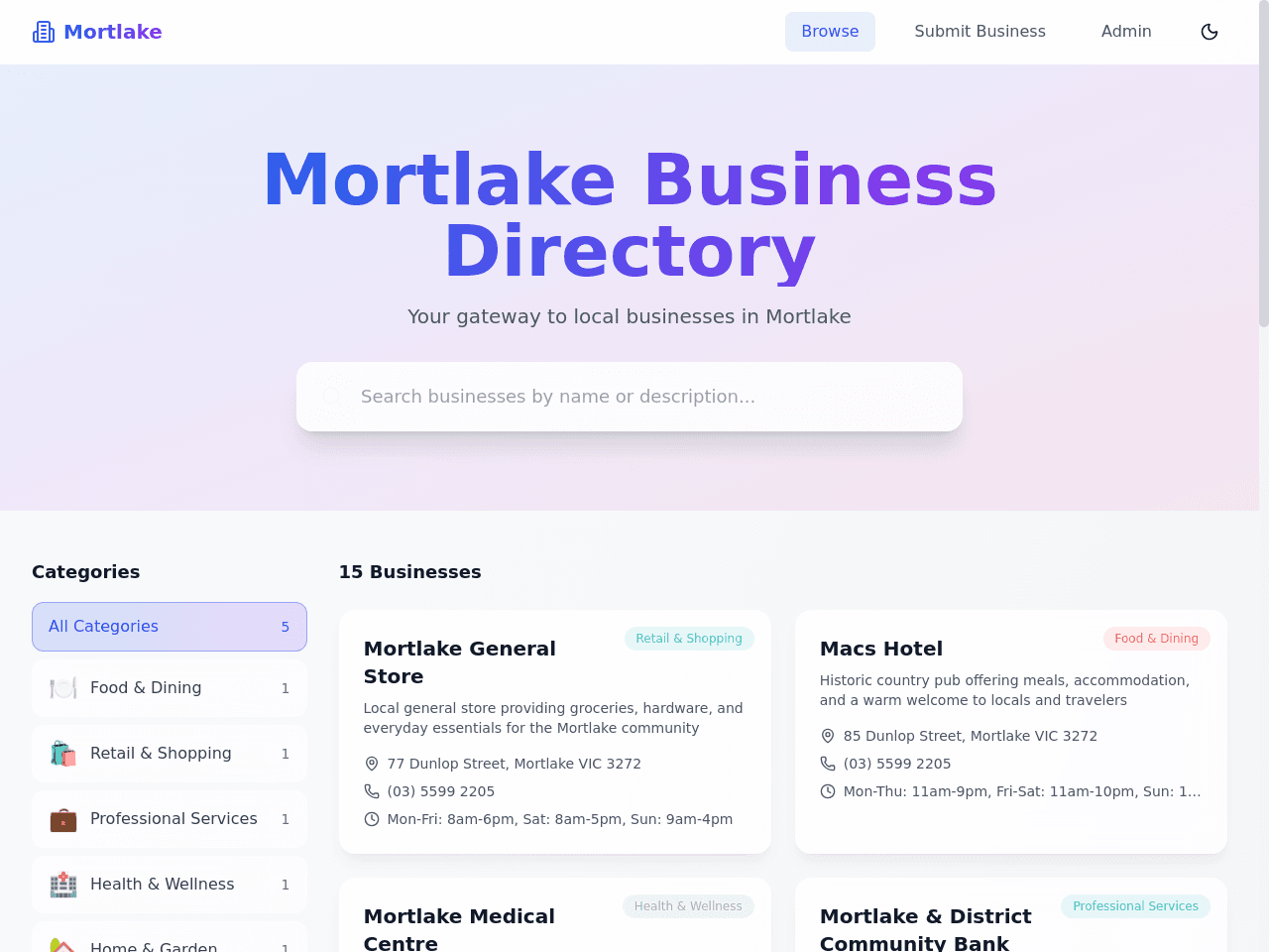 Town Business Portal